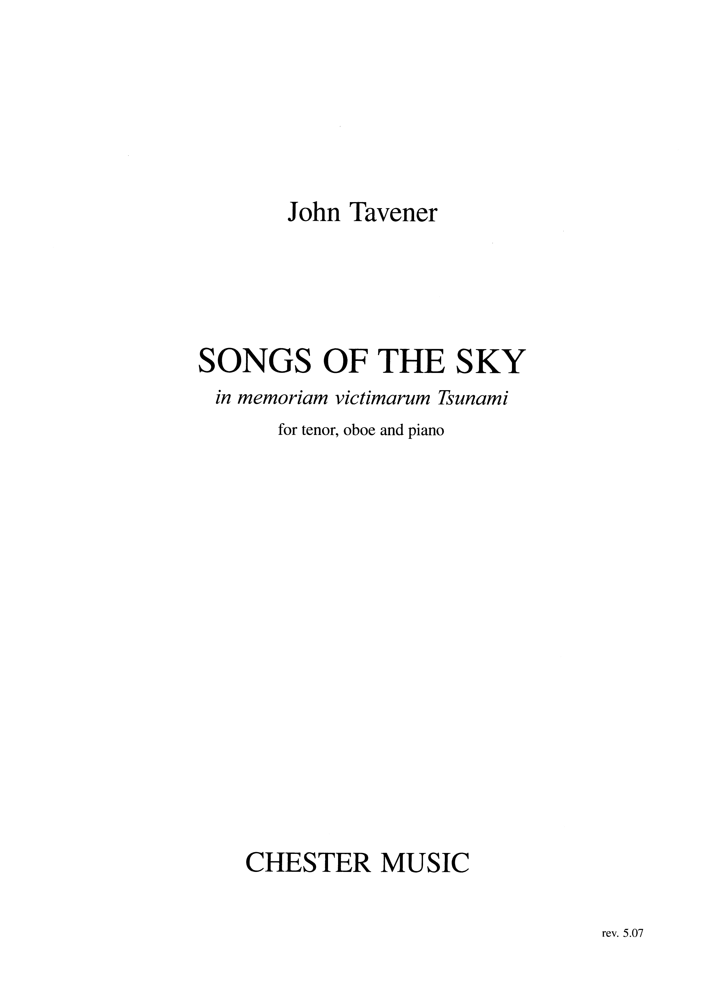 John Tavener: Songs Of The Sky: Chamber Ensemble: Score and Parts