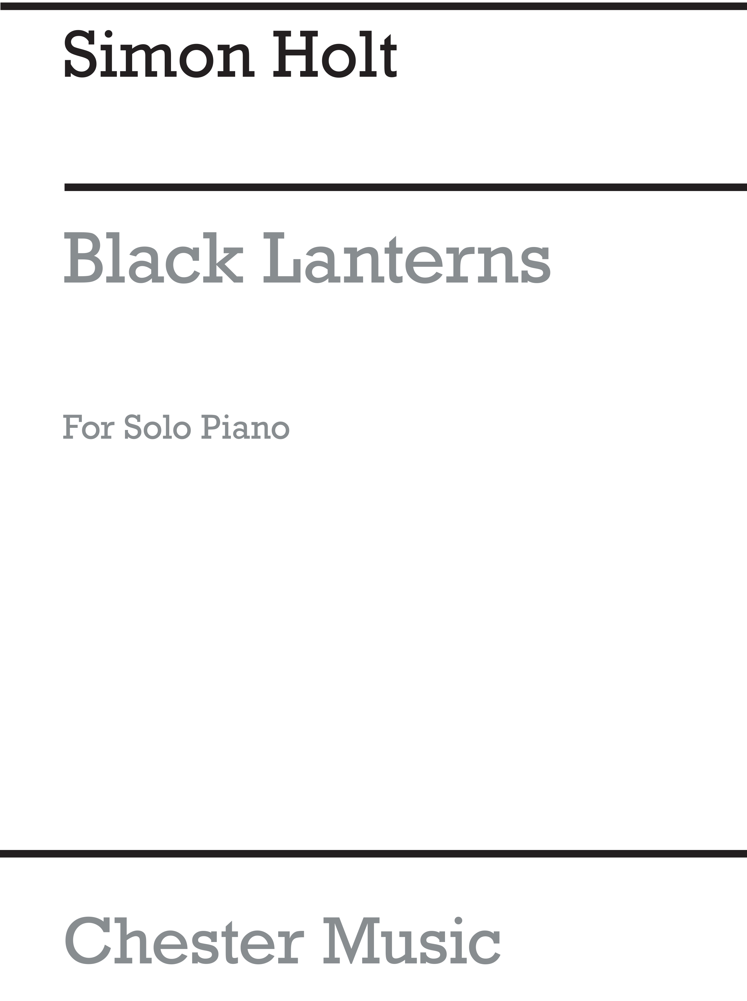 Simon Holt: Black Lanterns: Piano: Instrumental Work