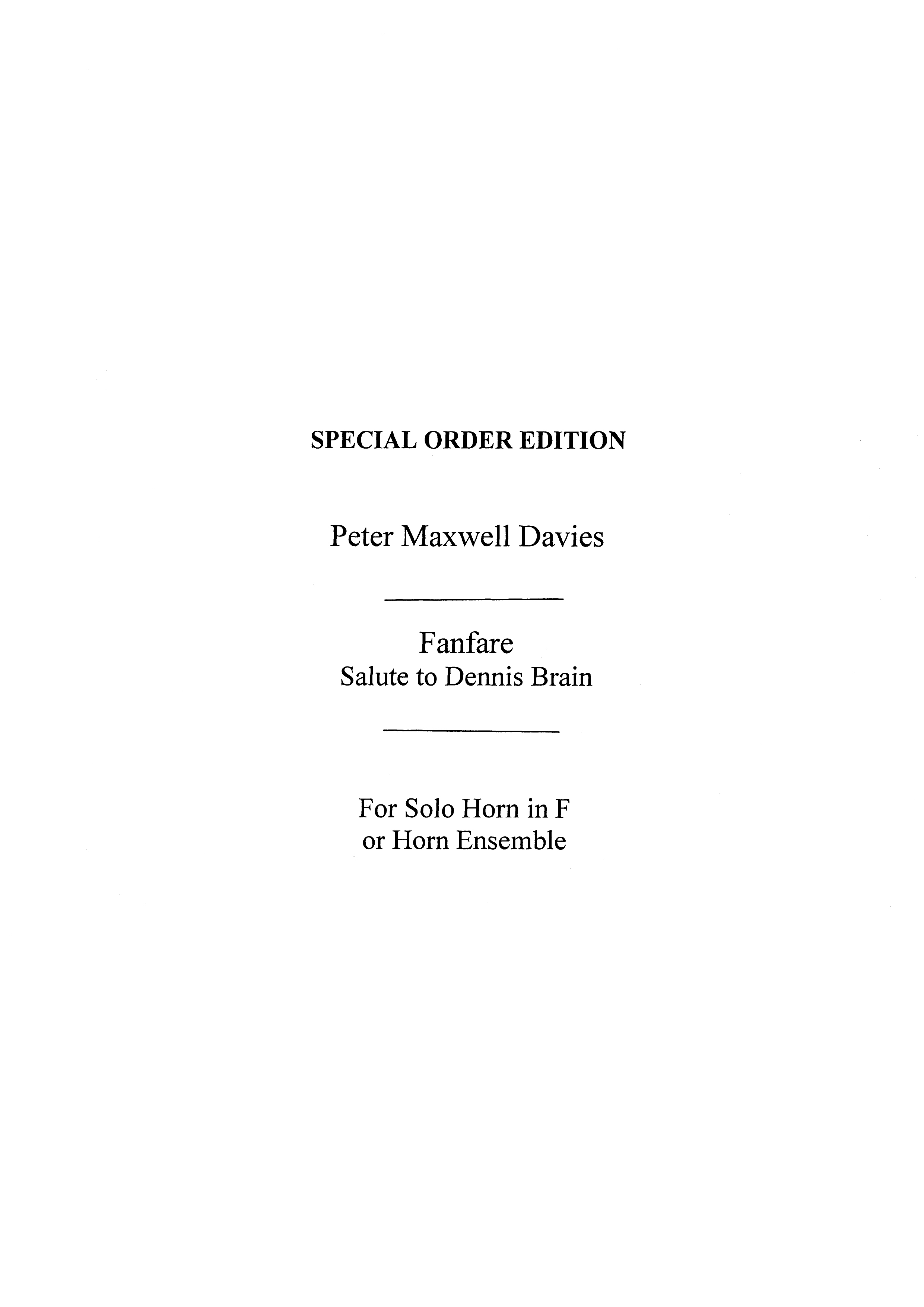 Peter Maxwell Davies: Fanfare-Salute To Dennis Brain (Ensemble Version):