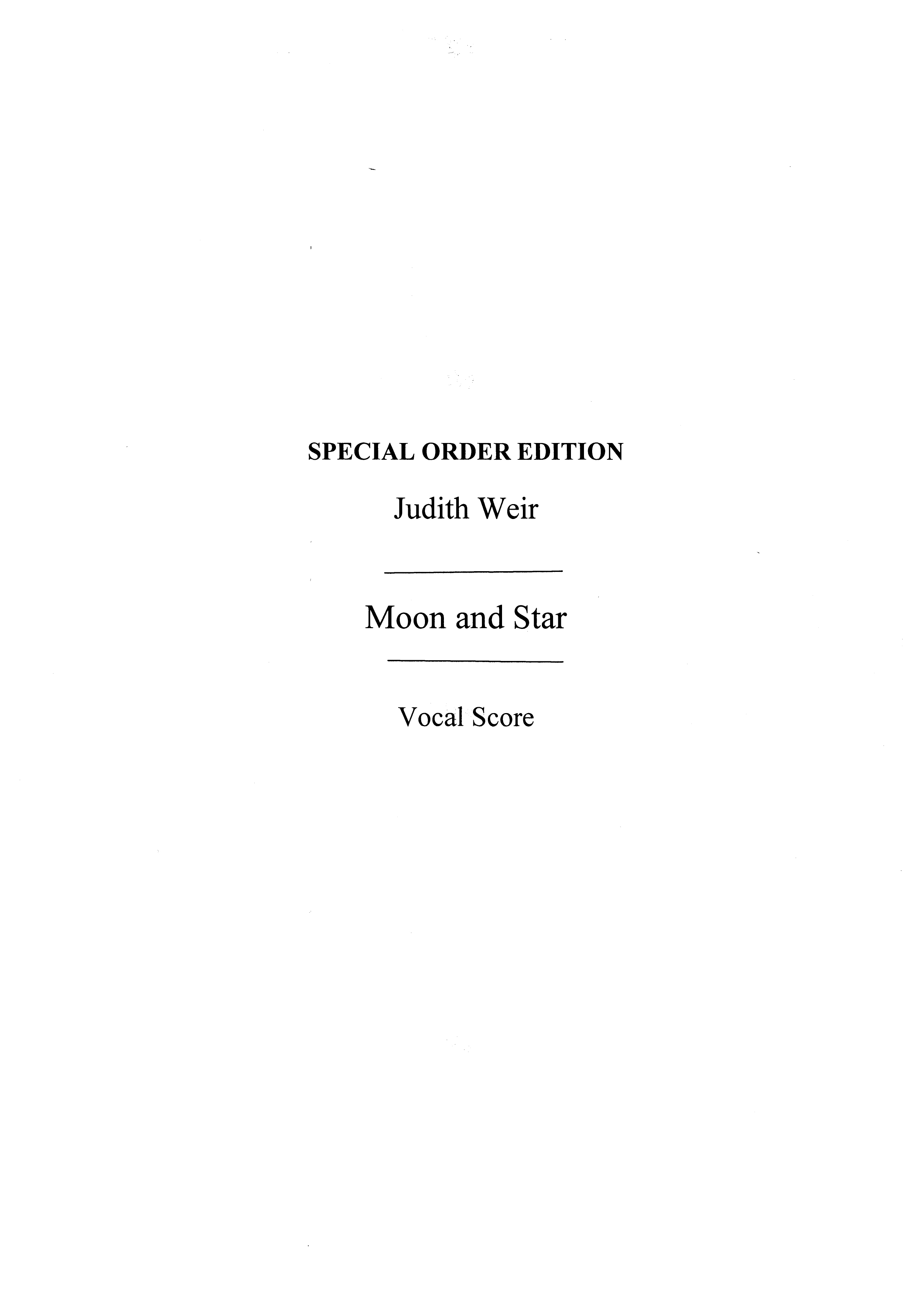 Judith Weir: Moon And Star: SATB: Vocal Score
