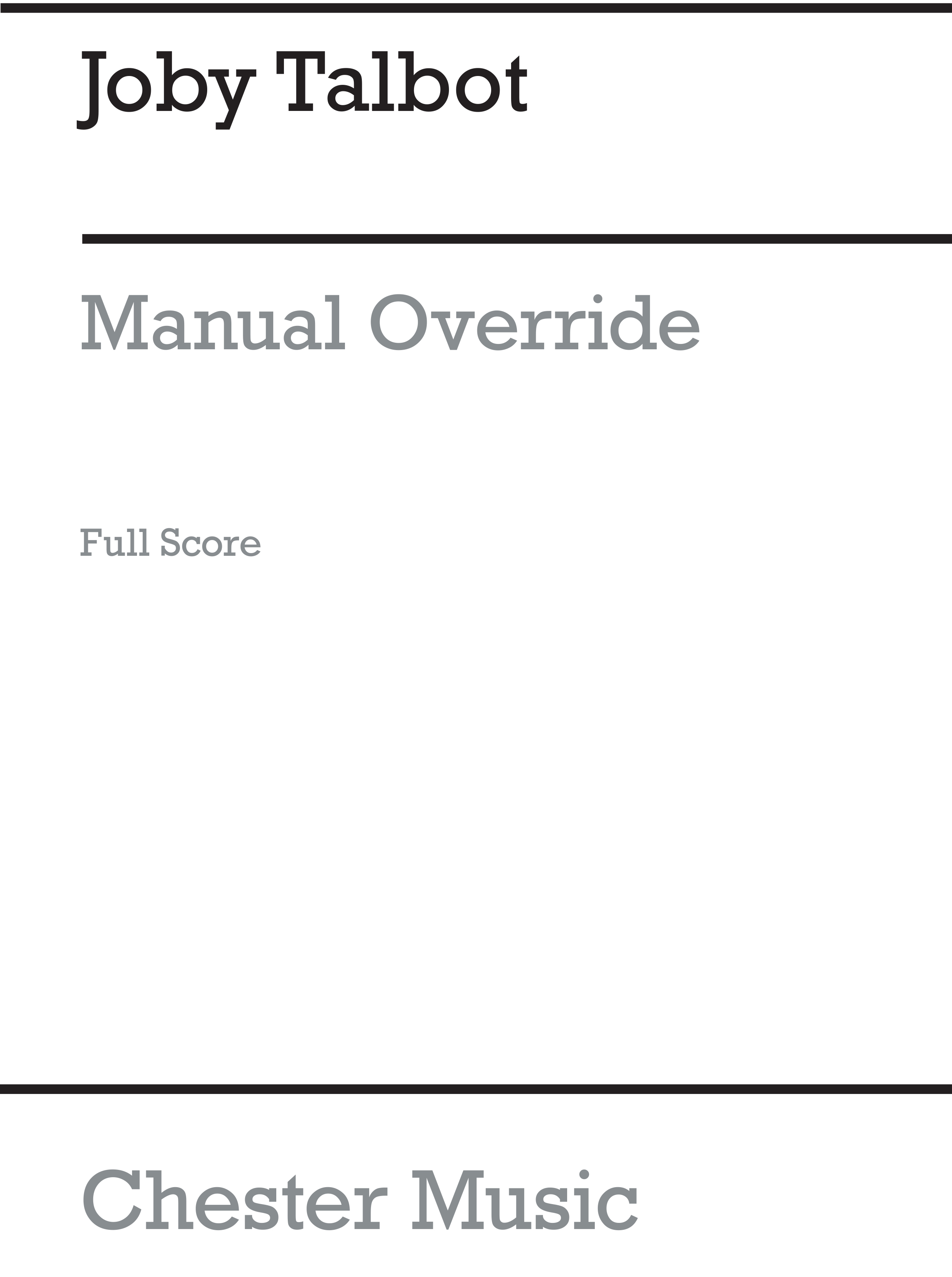 Joby Talbot: Manual Override: String Quartet: Score