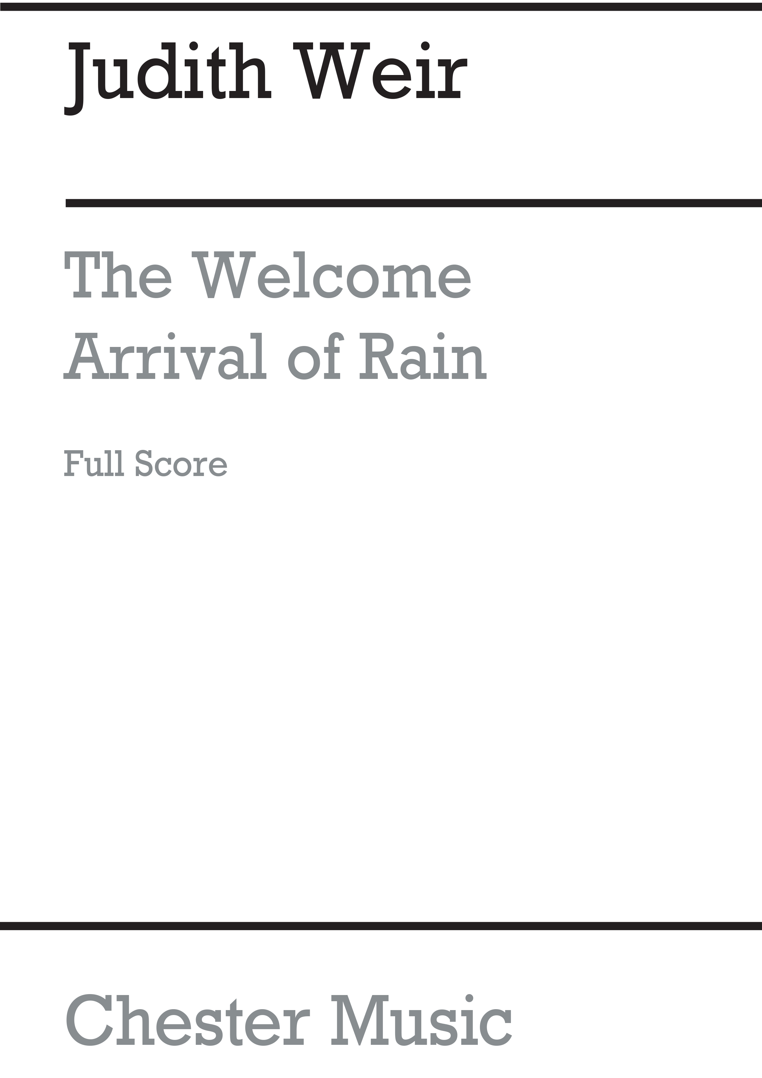 Judith Weir: The Welcome Arrival Of Rain: Orchestra: Score