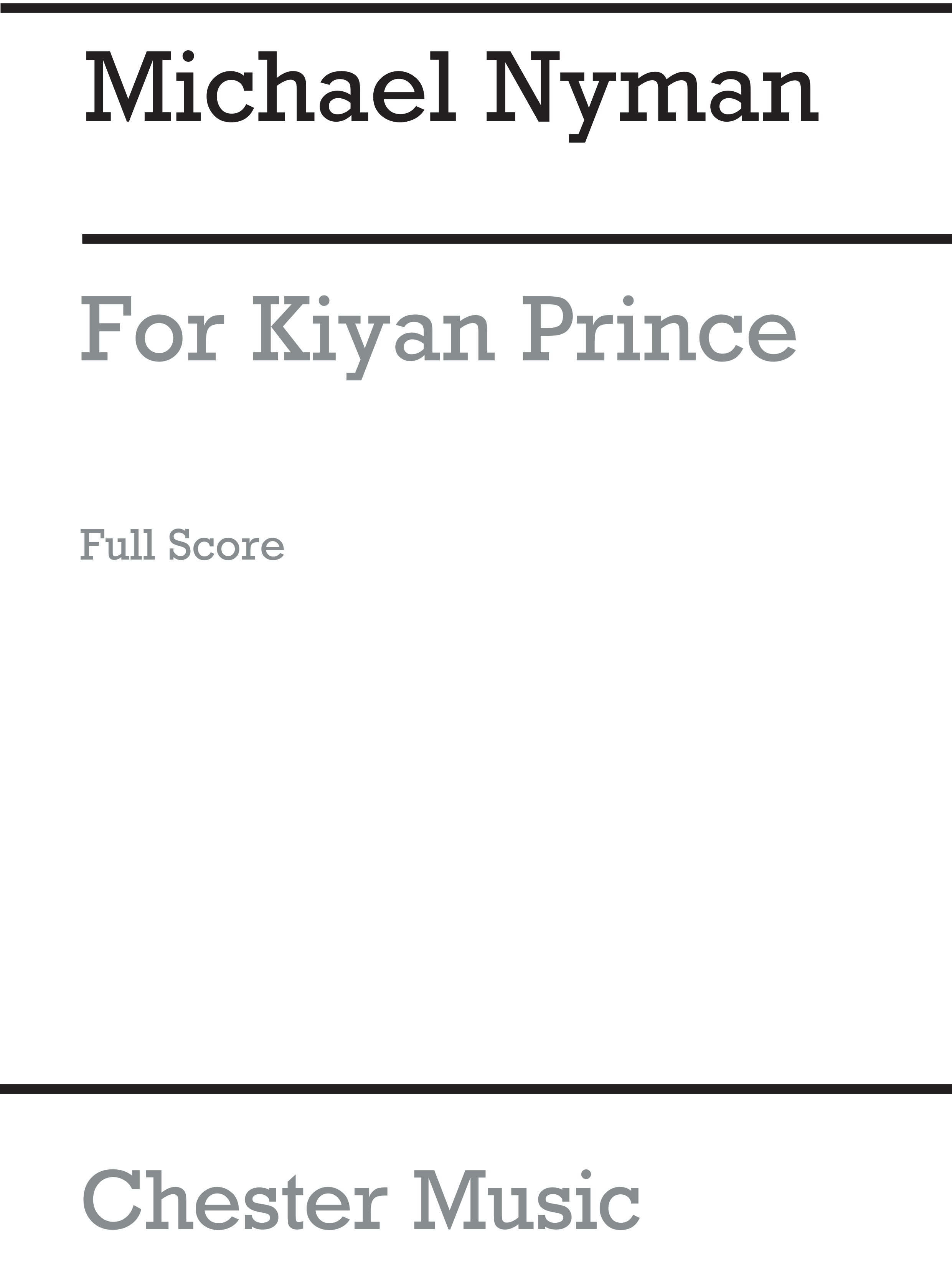 Michael Nyman: For Kiyan Prince: SSAA: Vocal Score