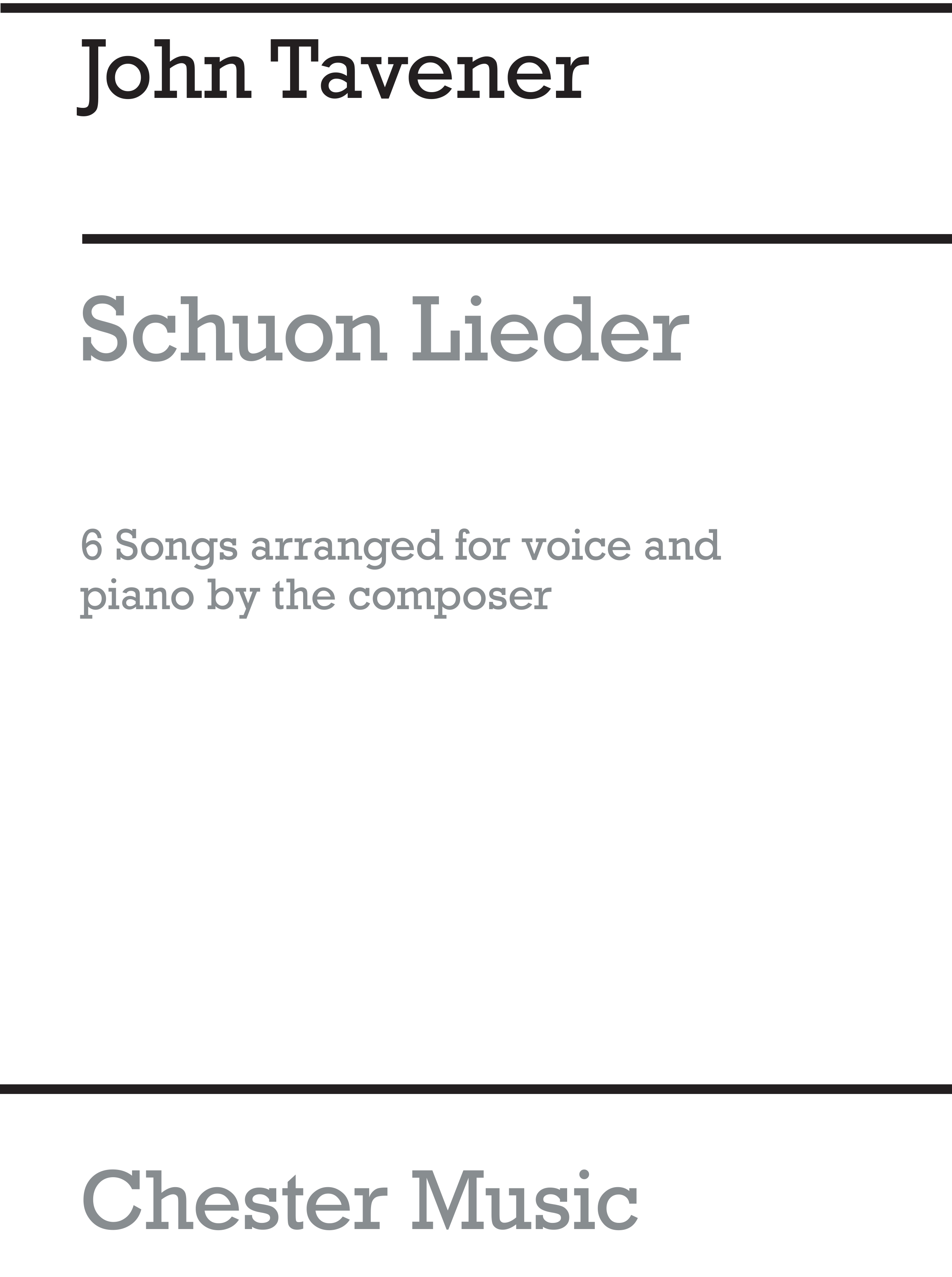 John Tavener: Schuon Lieder: Voice: Vocal Score