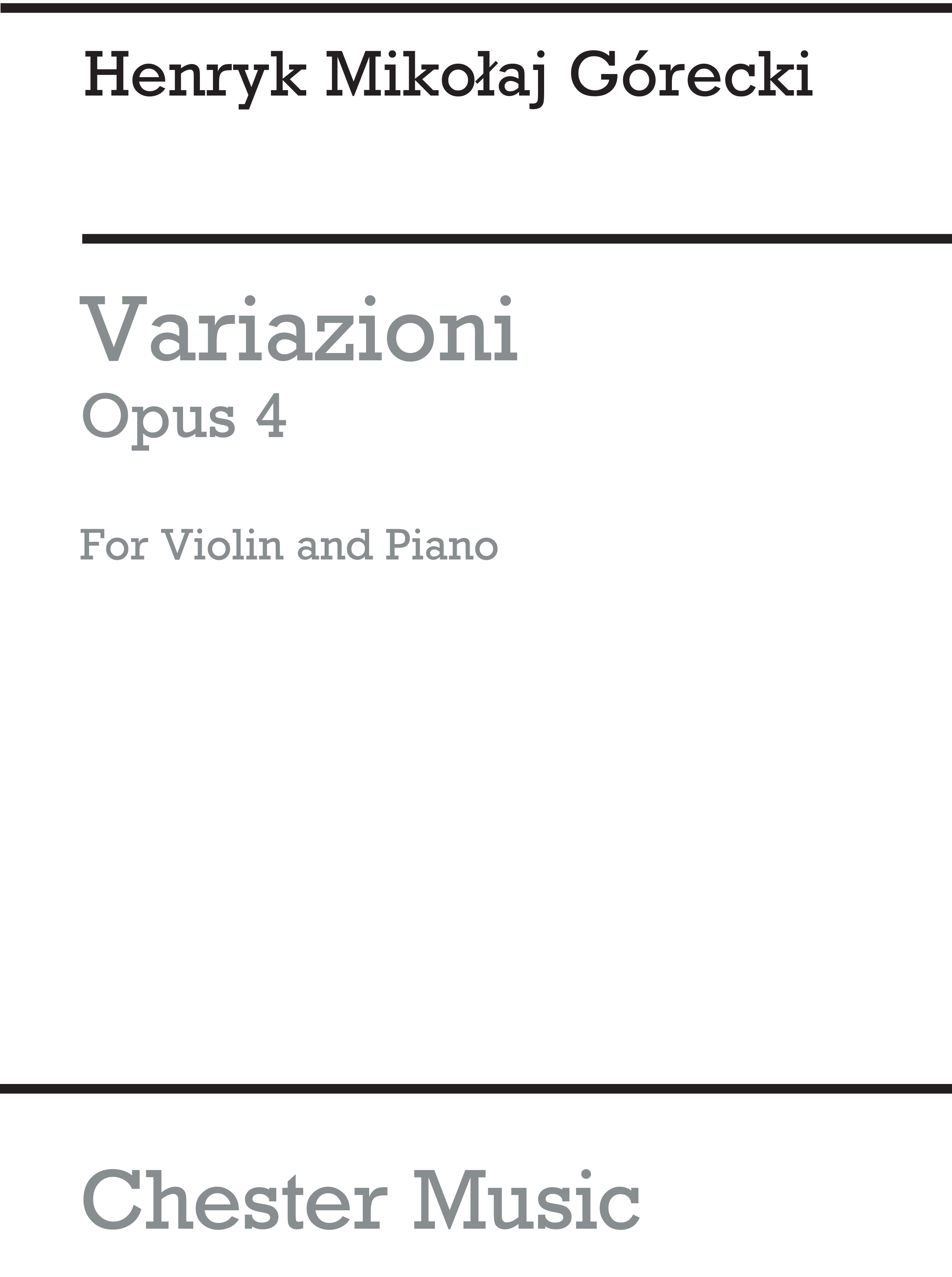 Henryk Mikolaj Górecki: Variazioni Op.4: Violin: Score and Parts