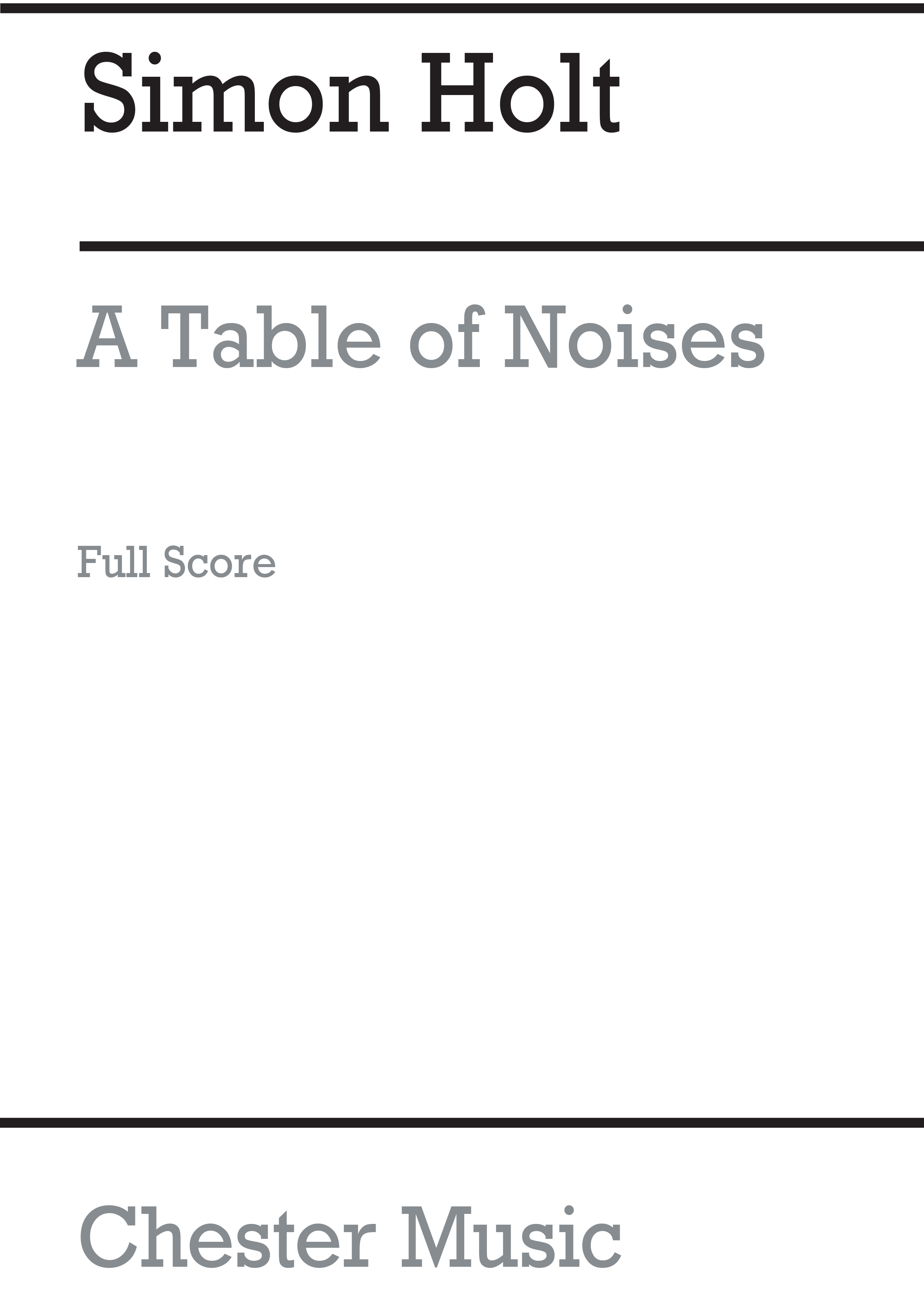 Simon Holt: A Table Of Noises (Full Score): Orchestra: Score