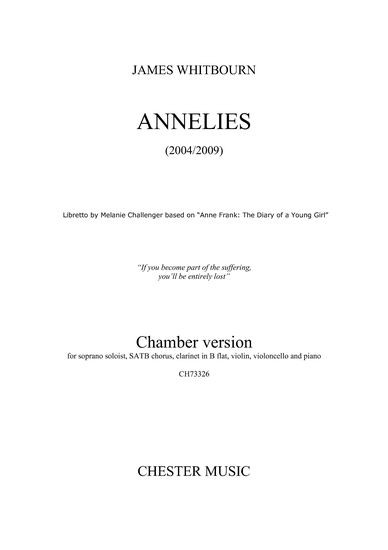 James Whitbourn: Annelies (Chamber Version): Soprano: Parts