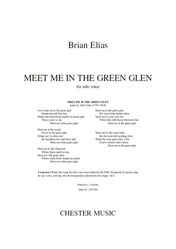 Brian Elias: Meet Me In The Green Glen: Voice: Vocal Work