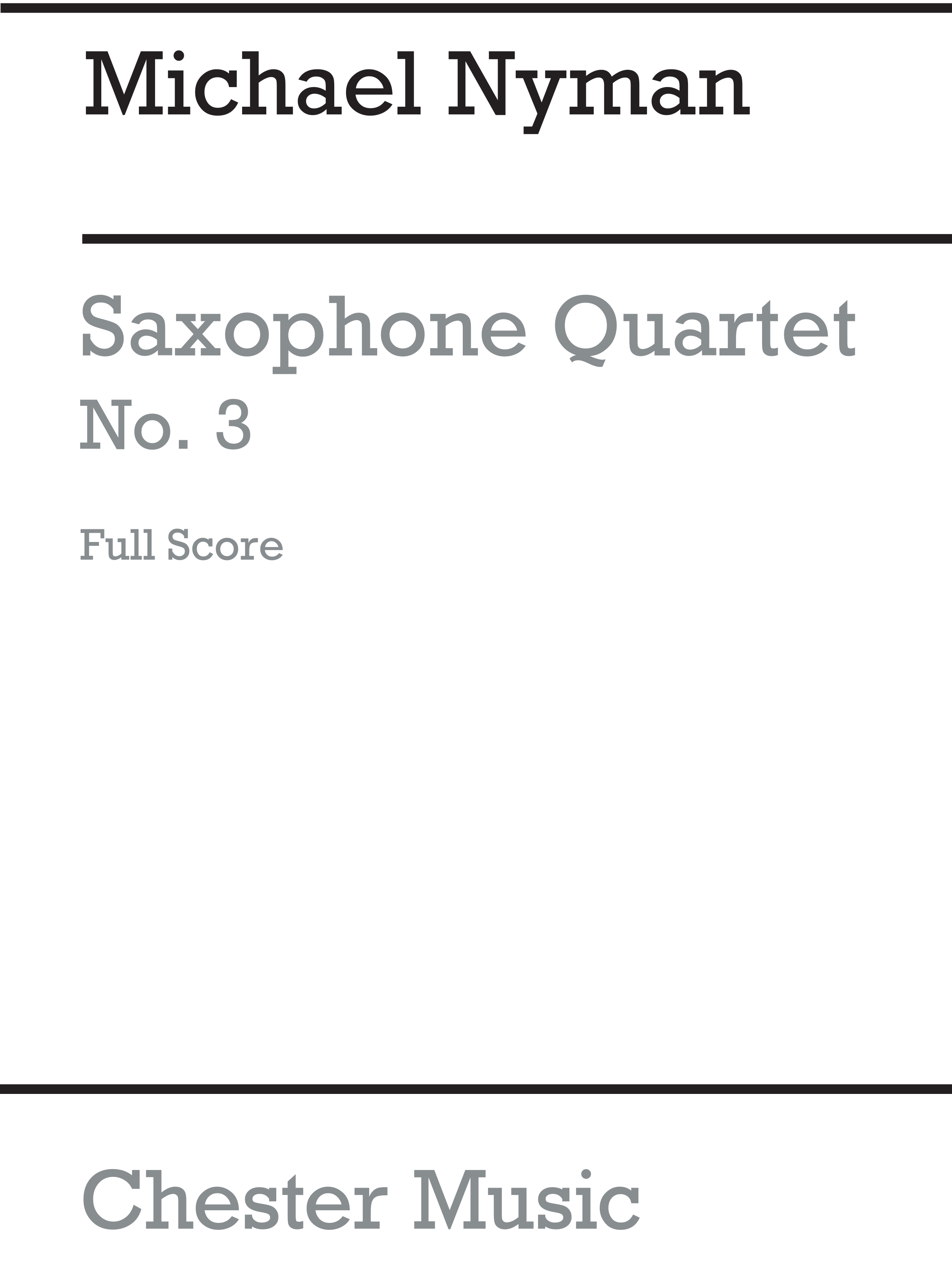 Michael Nyman: String Quartet No. 3: String Quartet: Score
