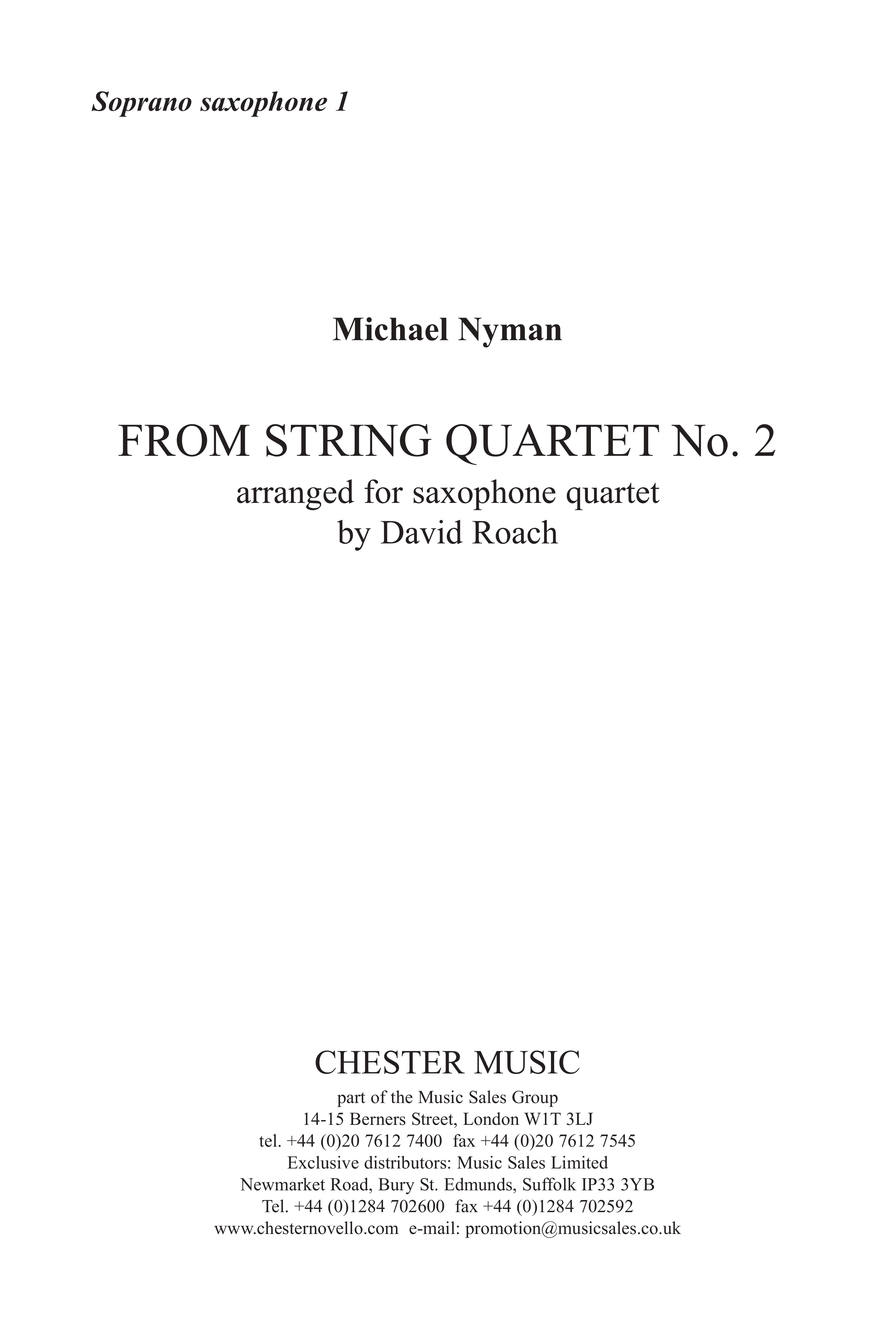 Michael Nyman: String Quartet No. 2 (Parts): String Quartet: Parts