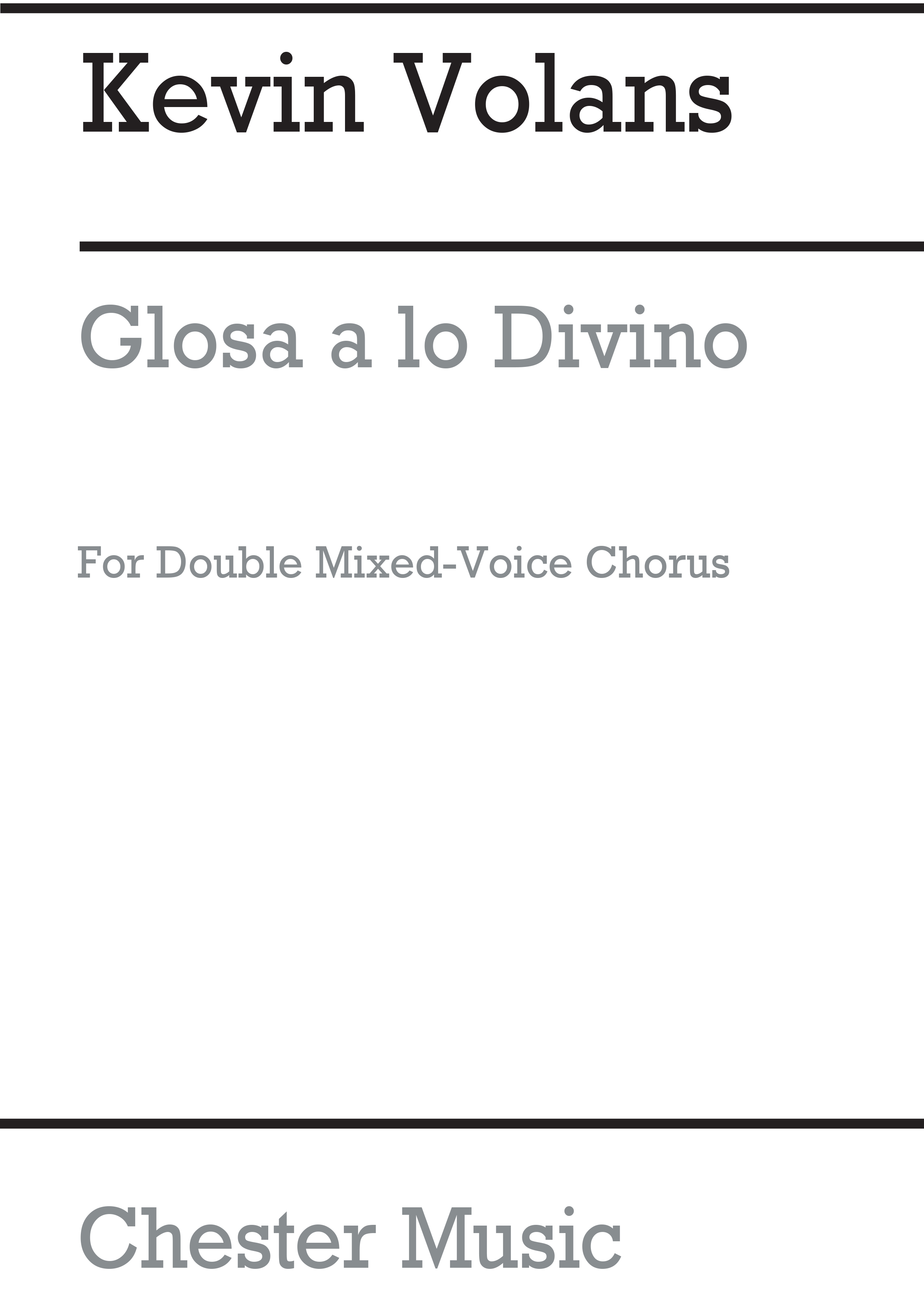 Kevin Volans: Glosa a lo Divino: Double Choir: Vocal Score