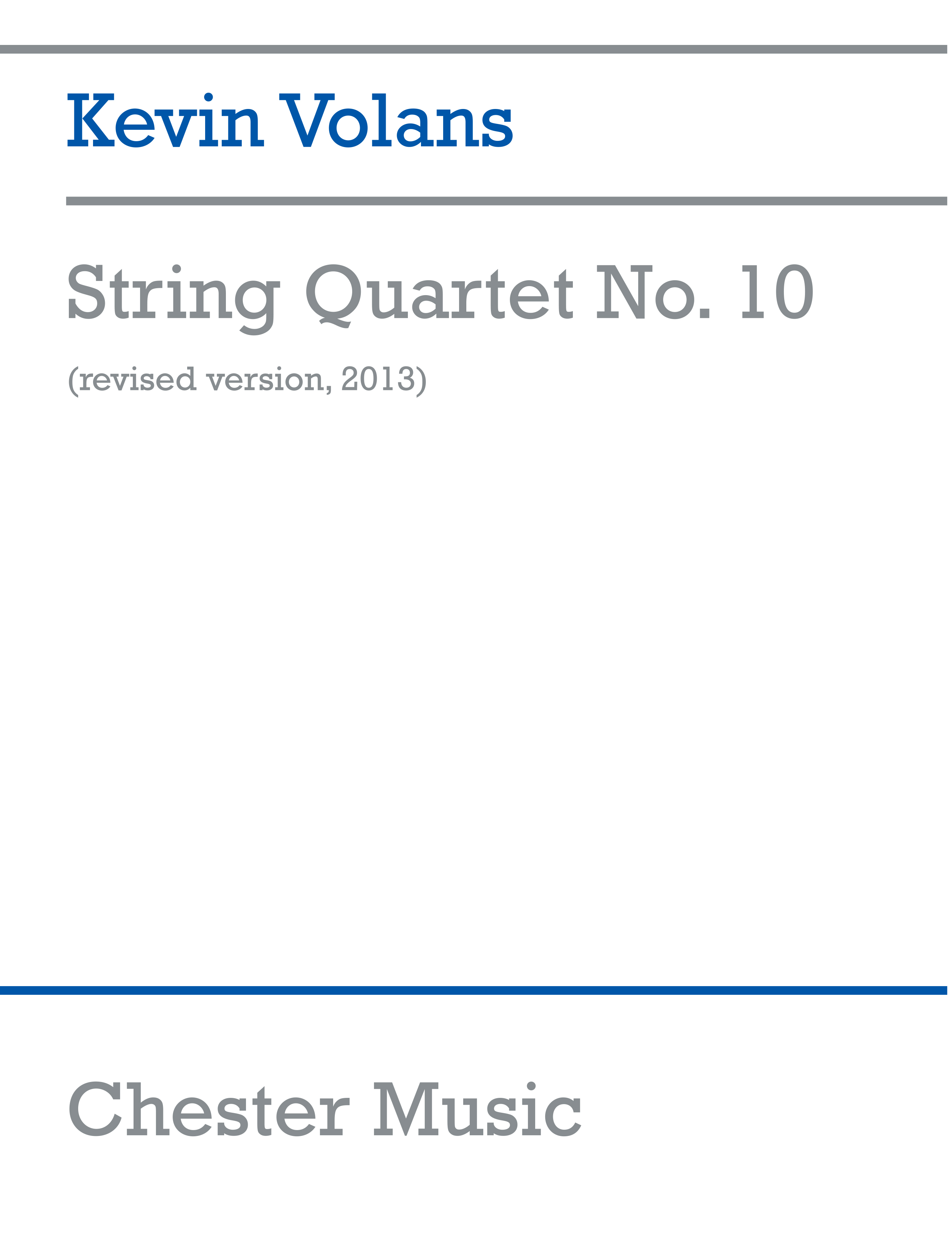Kevin Volans: String Quartet No.10: String Quartet: Score