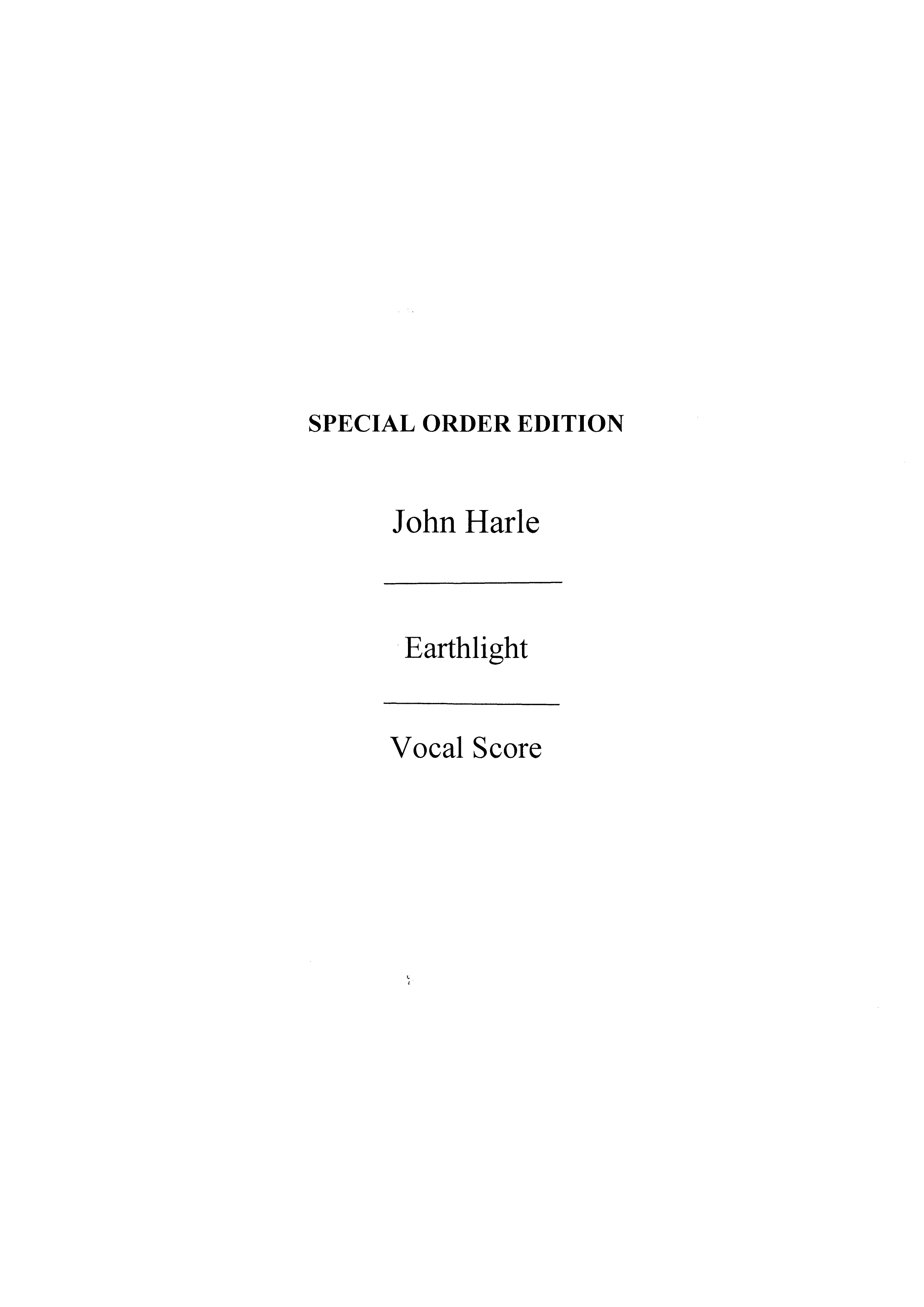 John Harle: Earthlight: SATB: Vocal Score