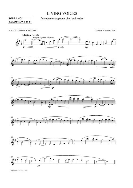 James Whitbourn: Living Voices (Soprano Saxophone Part): Soprano Saxophone: Part