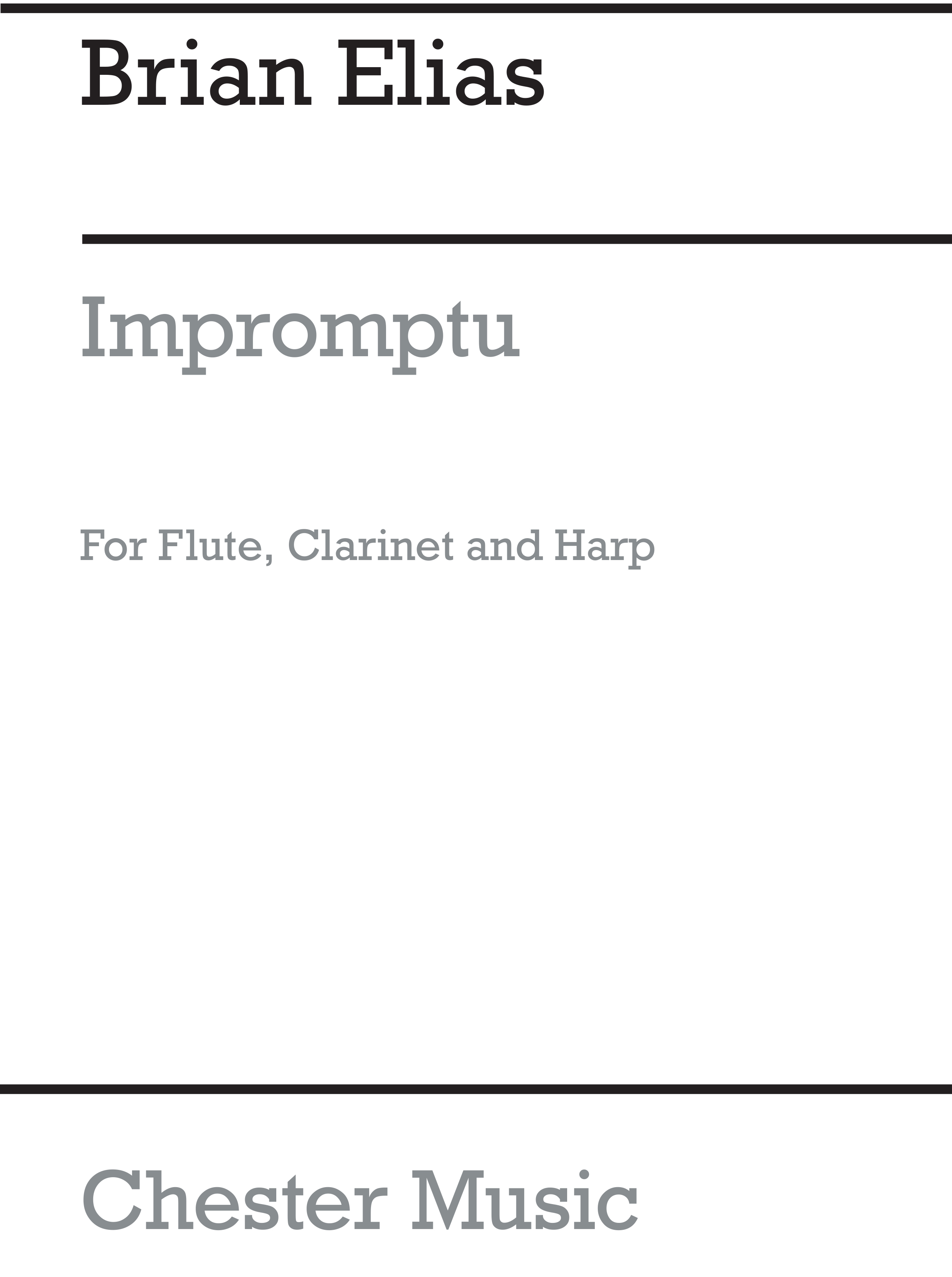 Brian Elias: Impromptu - Flute/Clarinet/Harp: Flute & Clarinet: Score and Parts