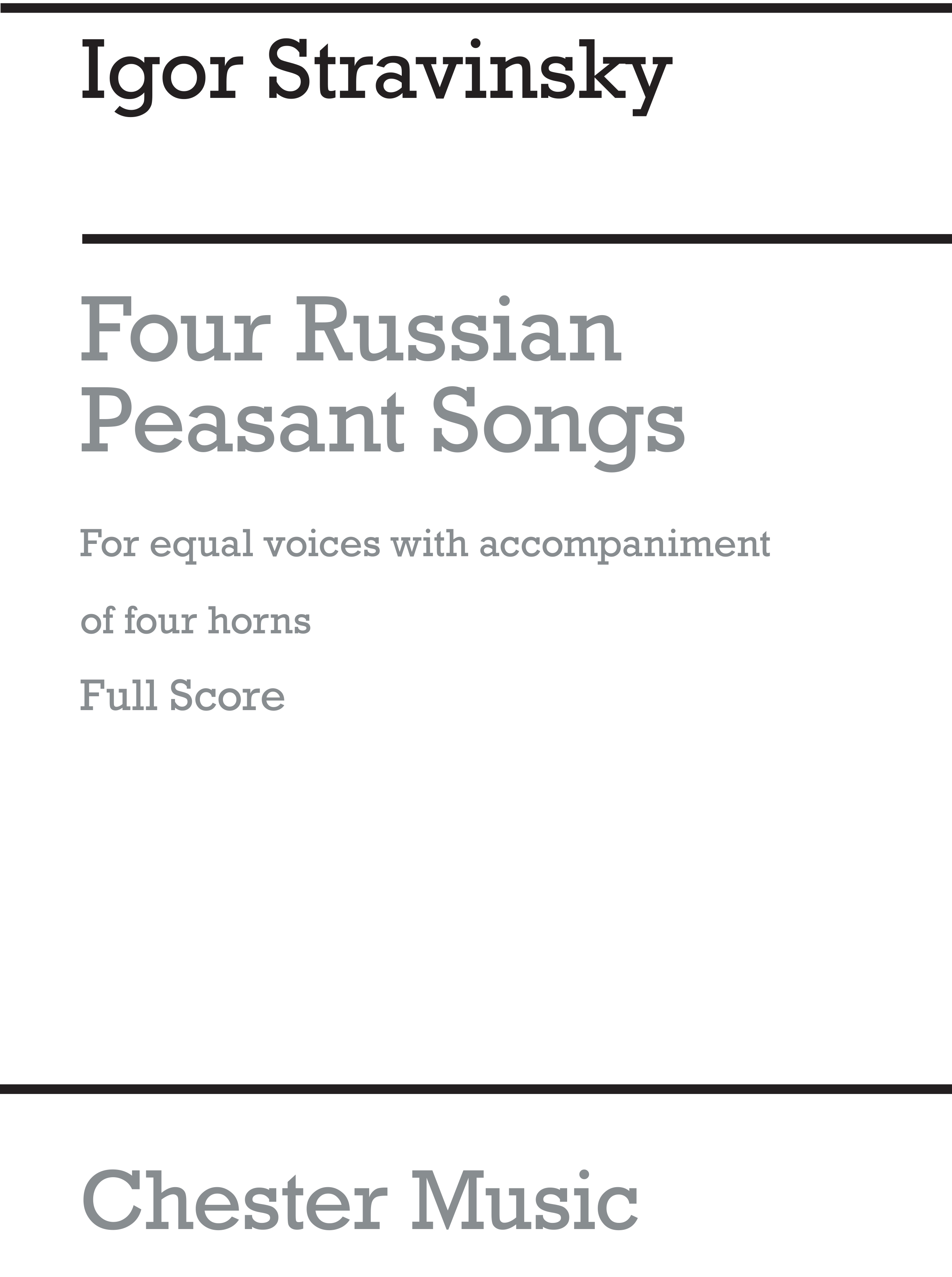 Igor Stravinsky: Four Russian Peasant Songs - 1954 Version: Vocal Duet: Score