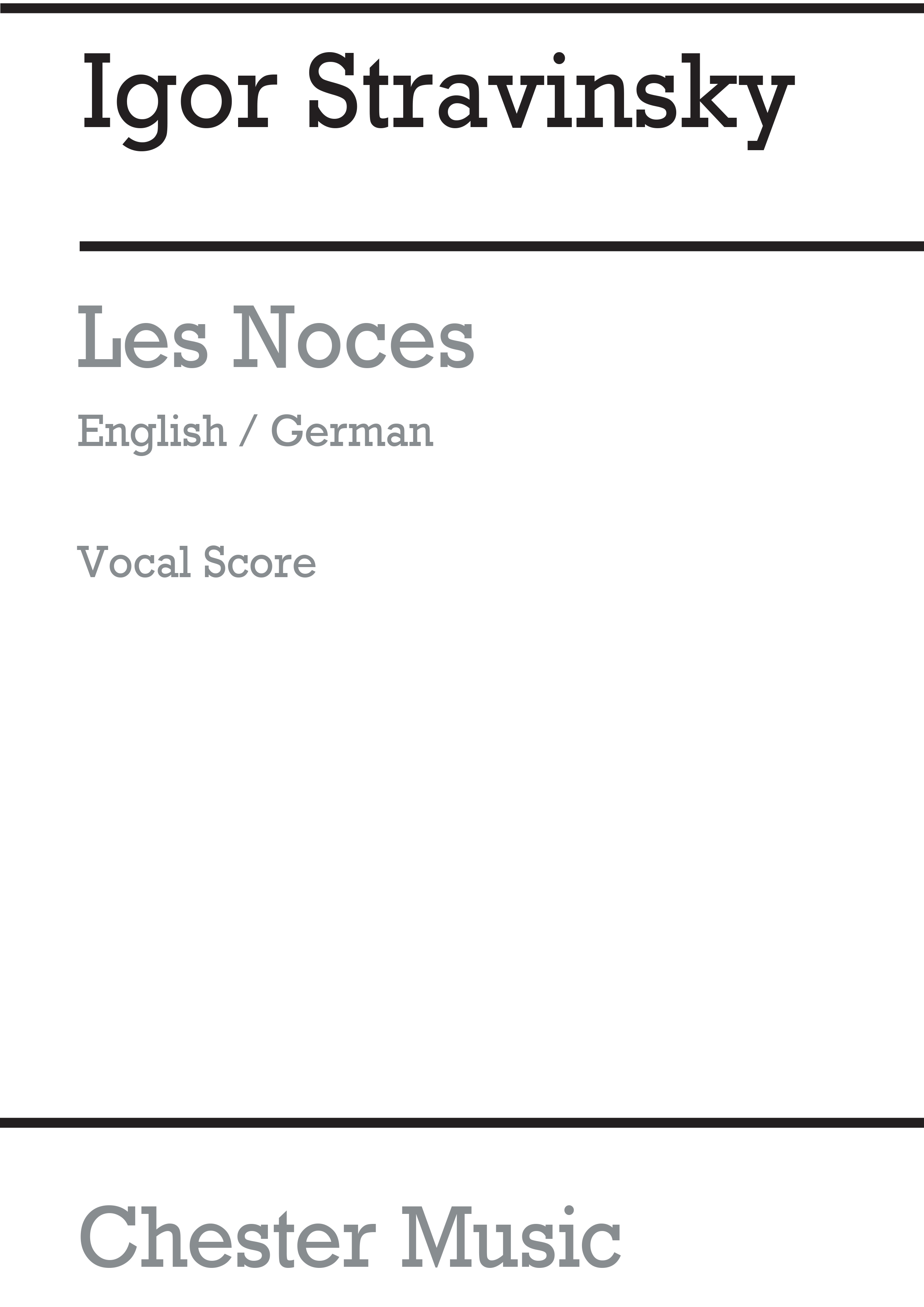 Igor Stravinsky: Les Noces (English/German Vocal Score): SATB: Vocal Score
