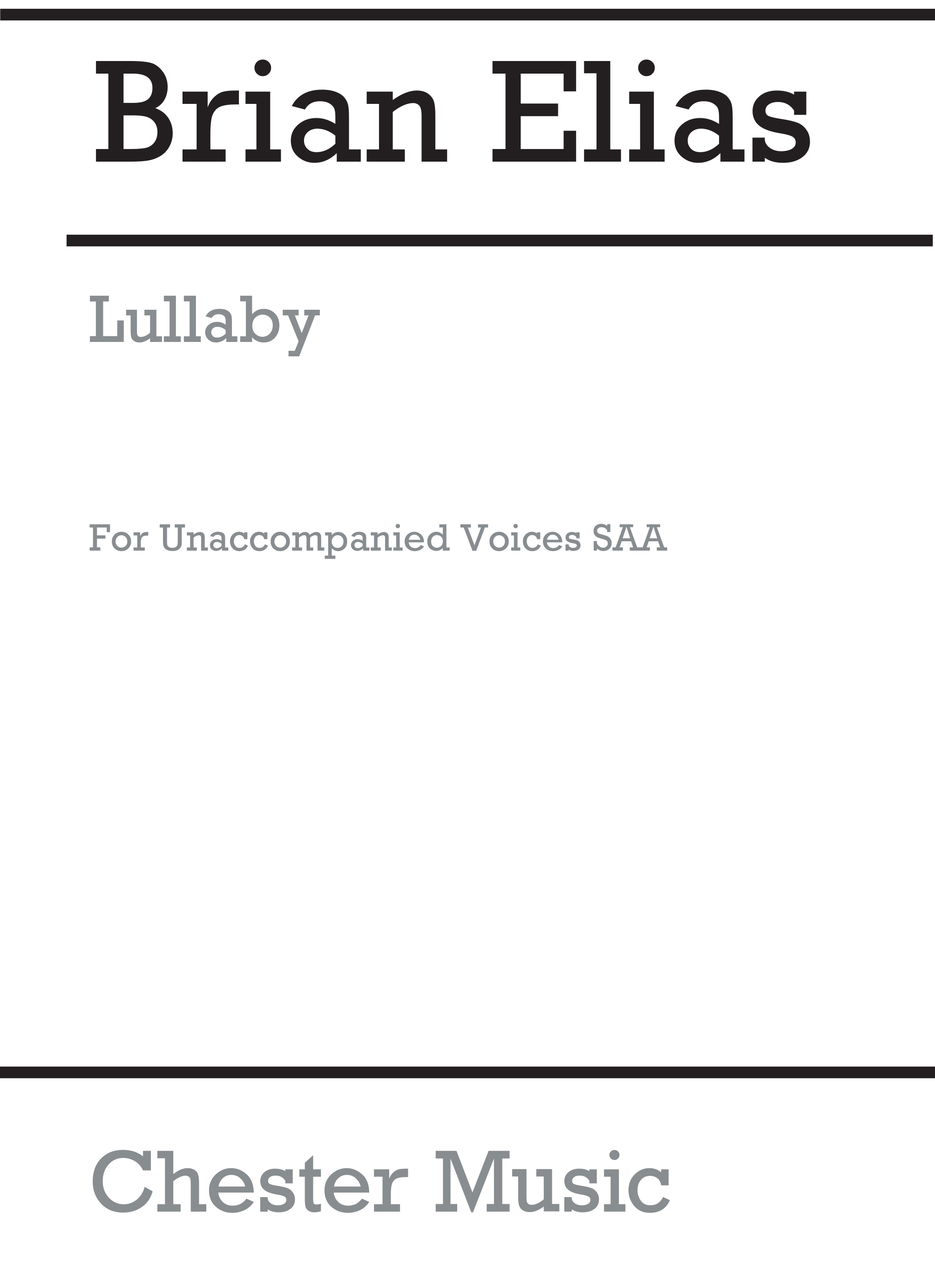 Brian Elias: Lullaby: SSA: Vocal Score