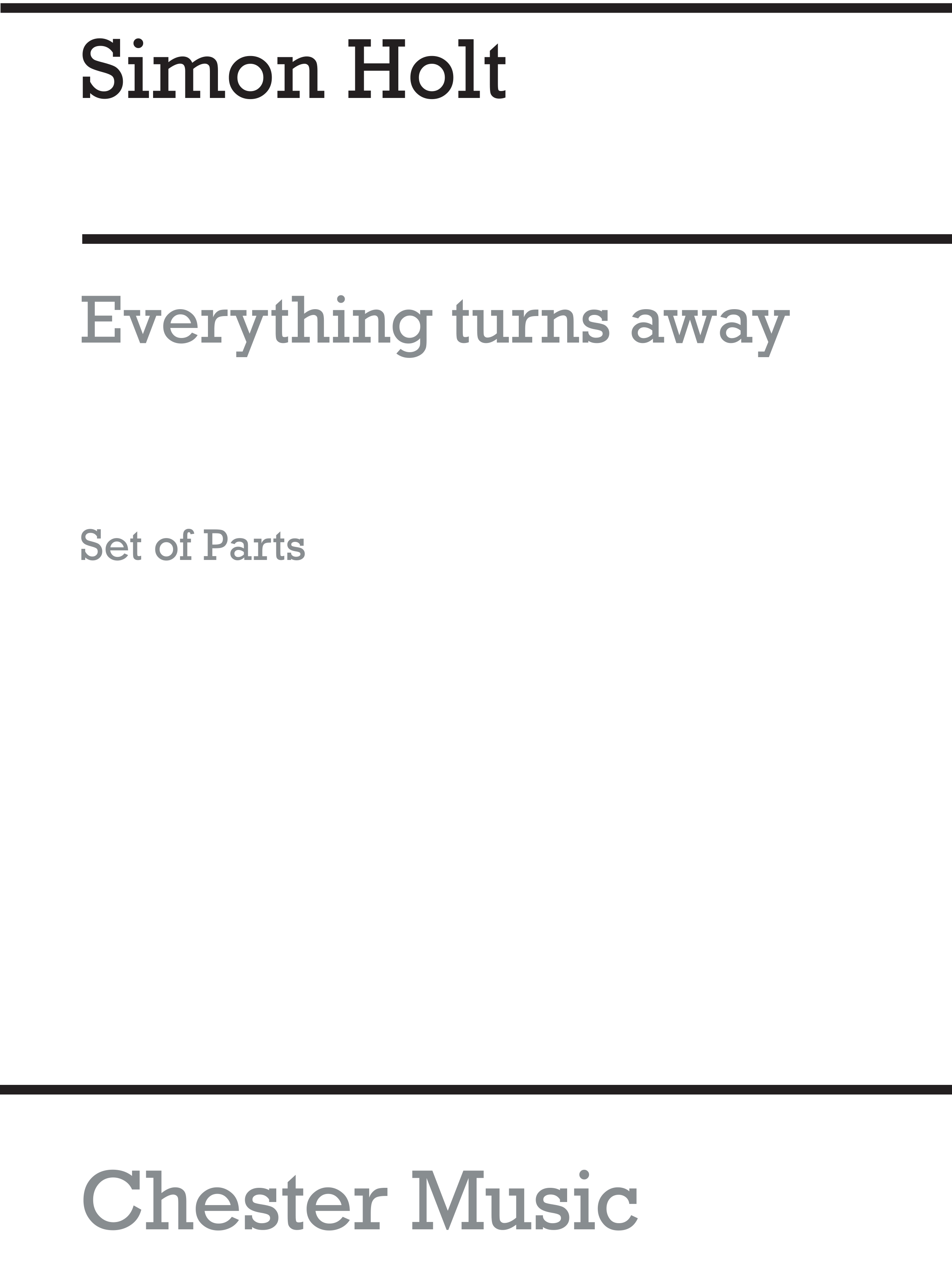 Simon Holt: Everything Turns Away (Parts): String Ensemble: Parts