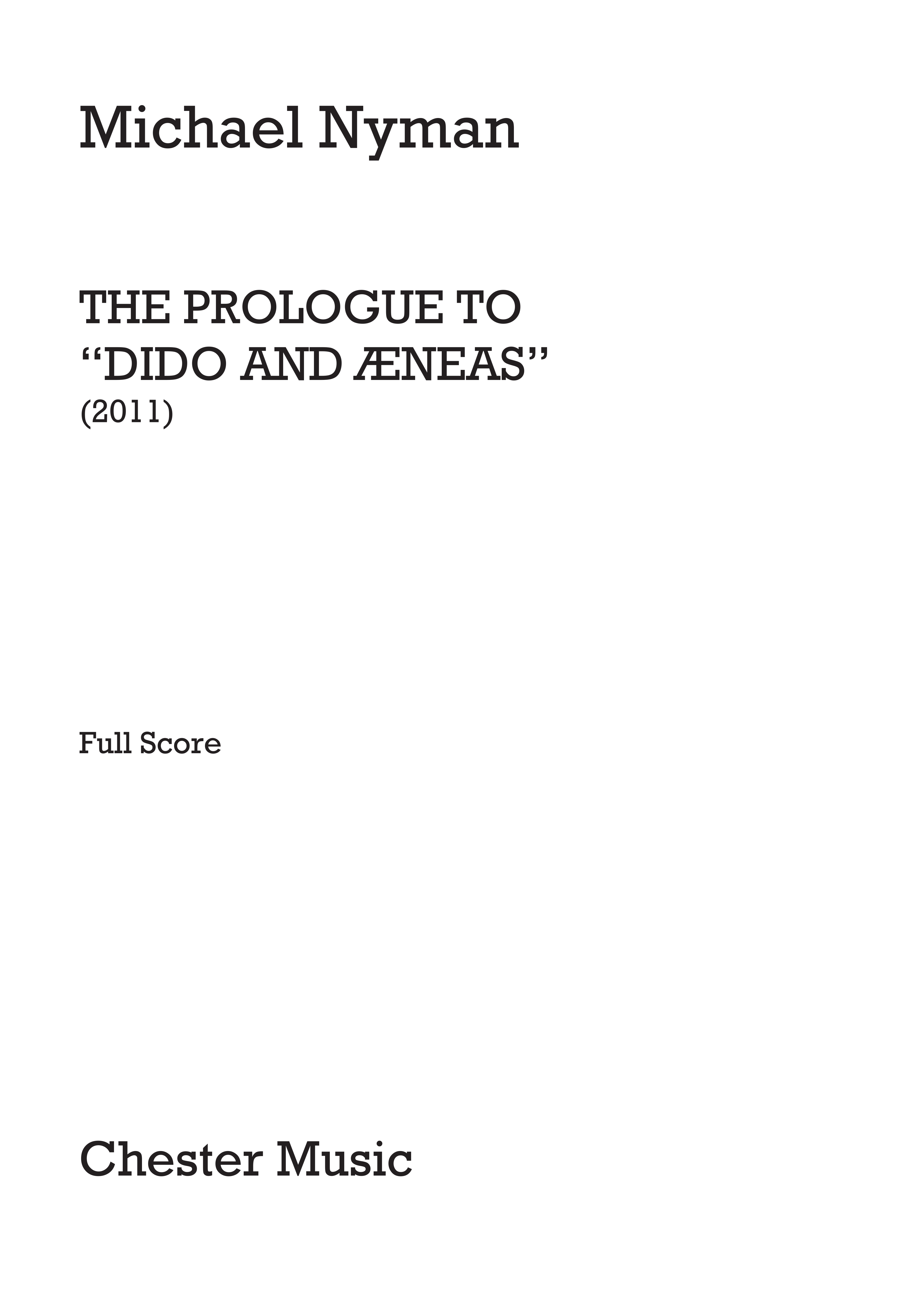Michael Nyman: The Prologue to Dido and Aeneas: Orchestra: Score