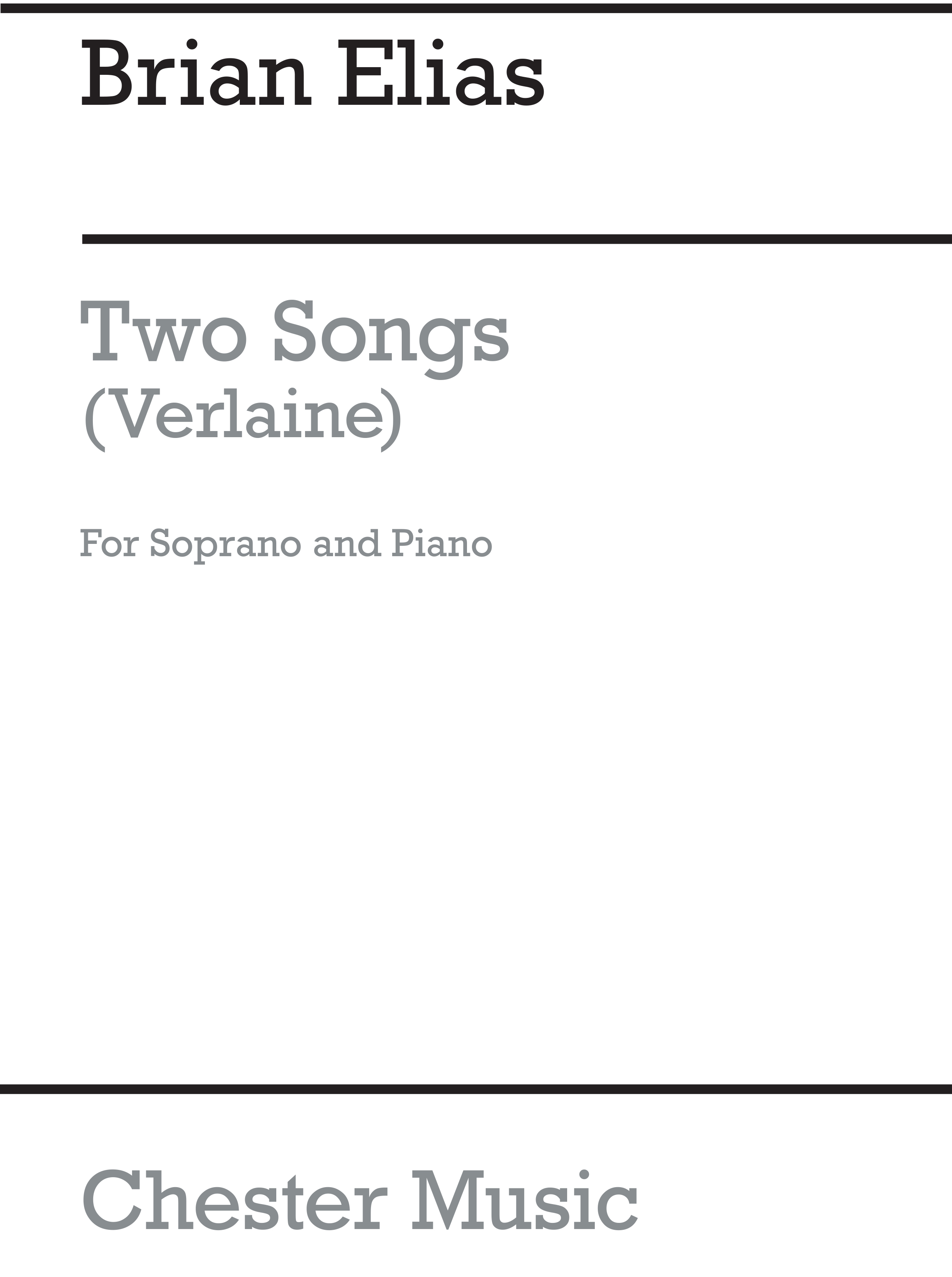 Brian Elias: Two Songs (Verlaine): Soprano: Vocal Work