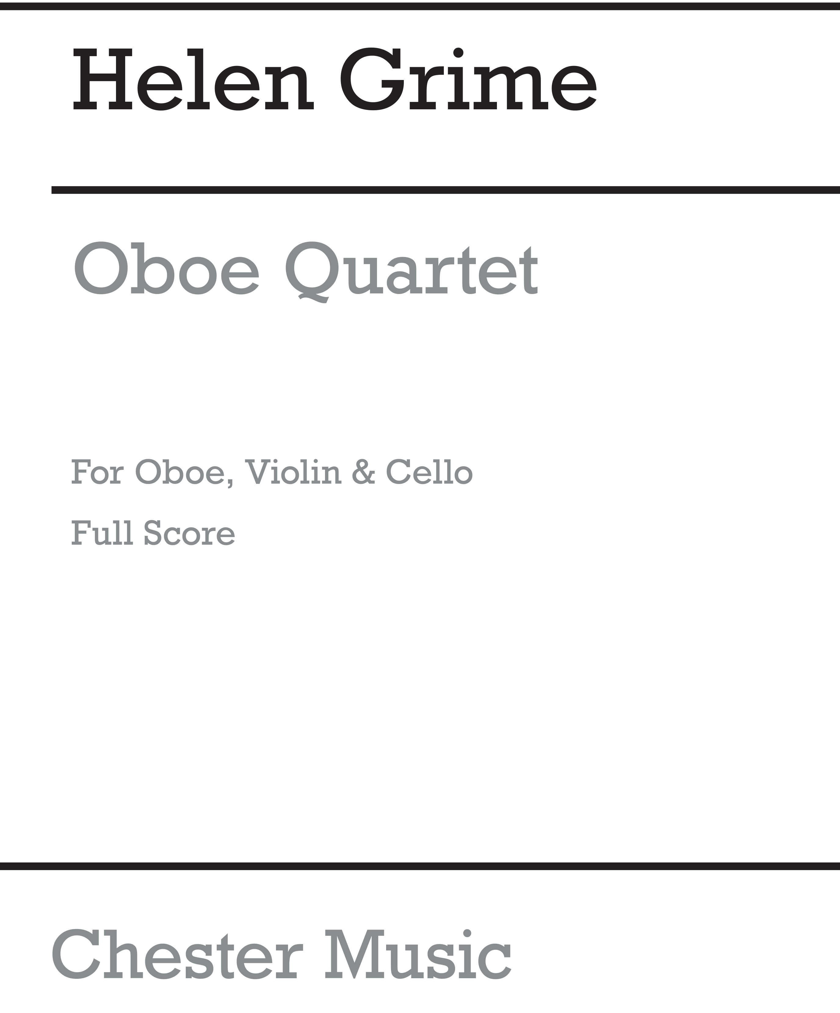 Helen Grime: Oboe Quartet: Oboe: Score and Parts