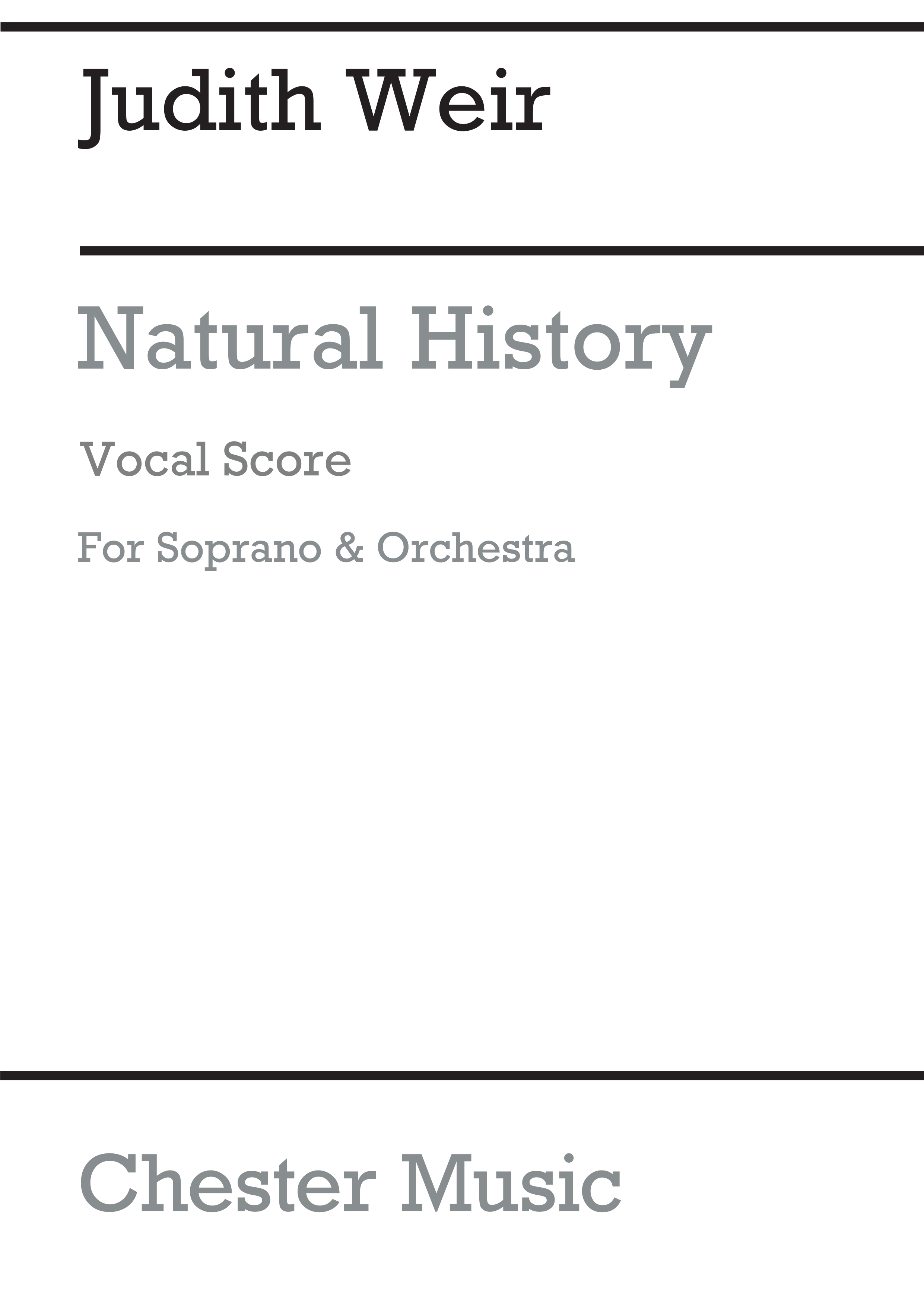 Judith Weir: Natural History: Soprano: Vocal Score