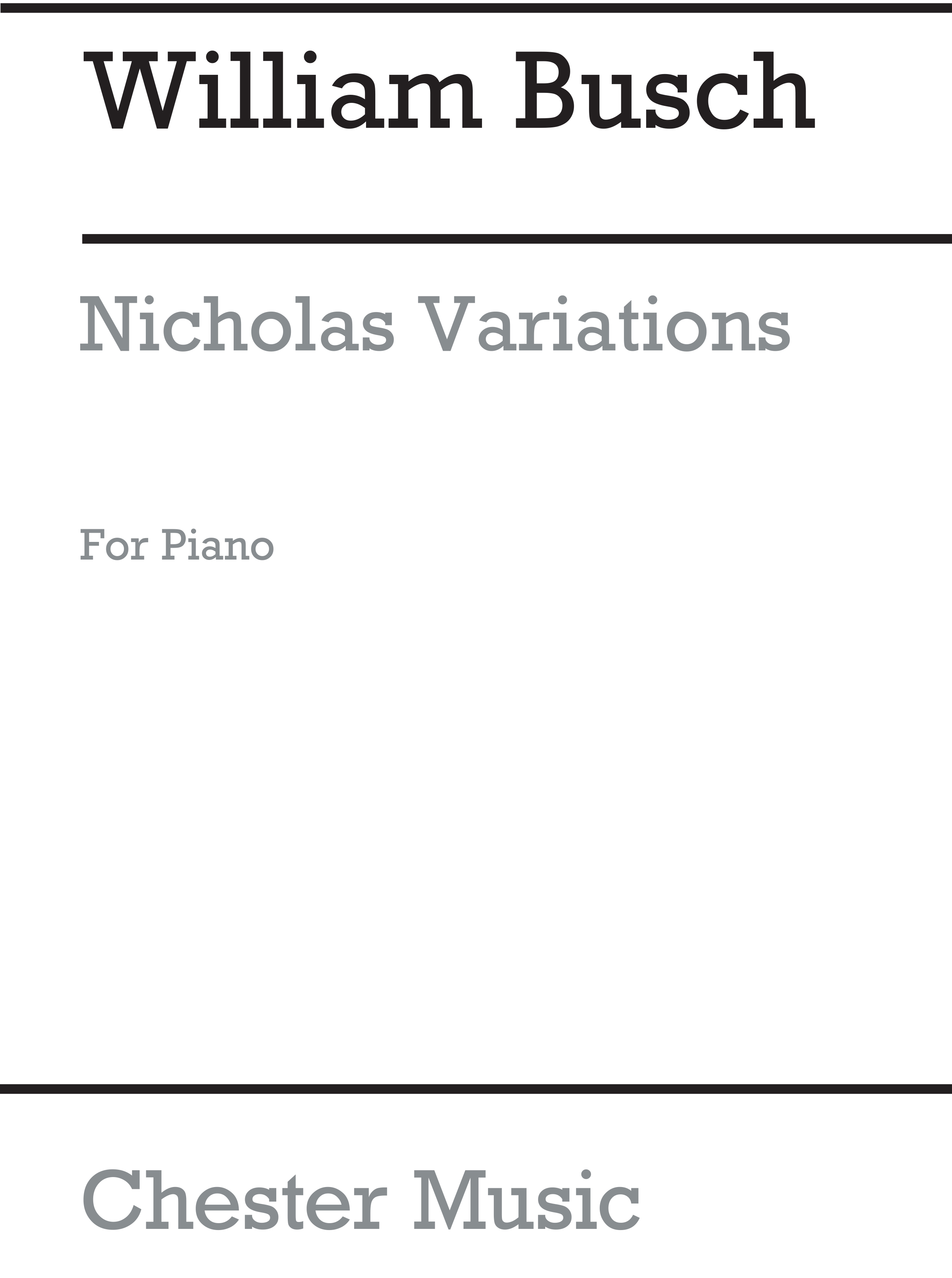 William Busch: Nicholas Variations for Piano Solo: Piano: Instrumental Work