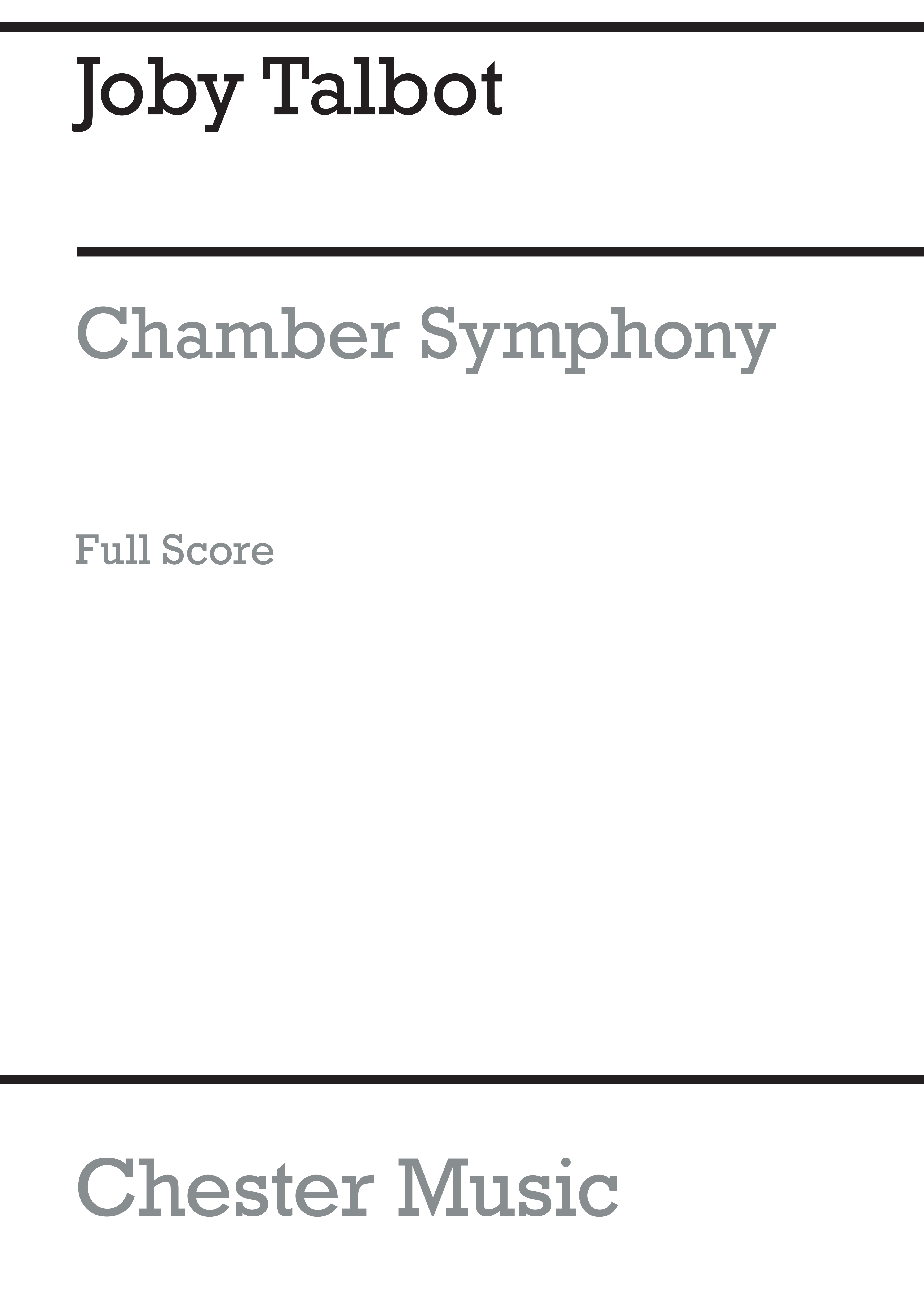 Joby Talbot: Chamber Symphony: Orchestra: Score