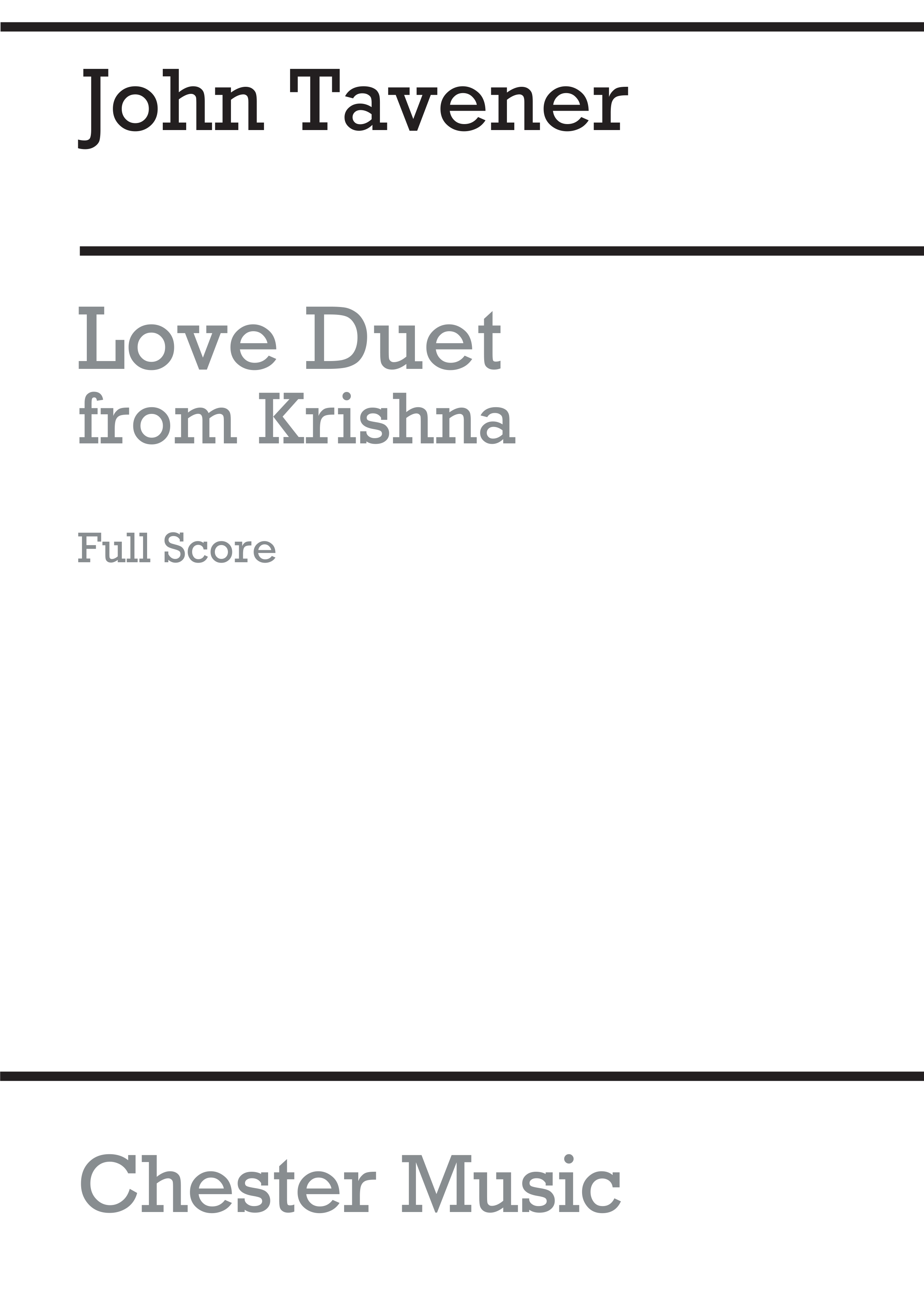 John Tavener: Love Duet From Krishna: Soprano & Tenor: Score