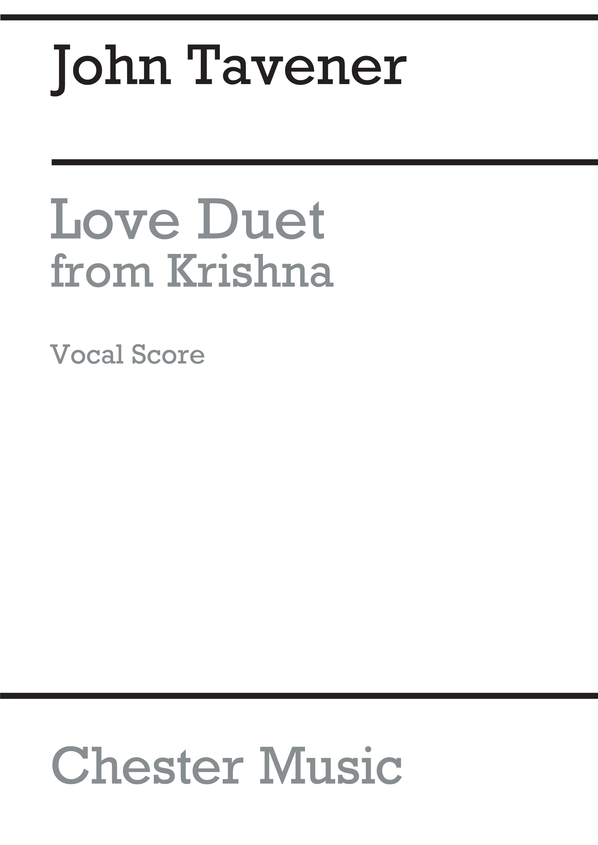 John Tavener: Love Duet From Krishna: Soprano & Tenor: Vocal Score