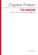 Zbigniew Preisner: To Know: SATB: Vocal Score