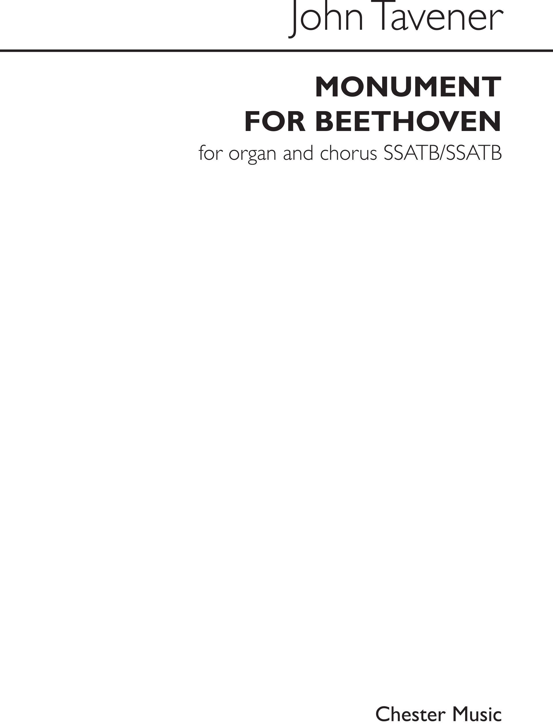 John Tavener: Monument For Beethoven: SATB: Score