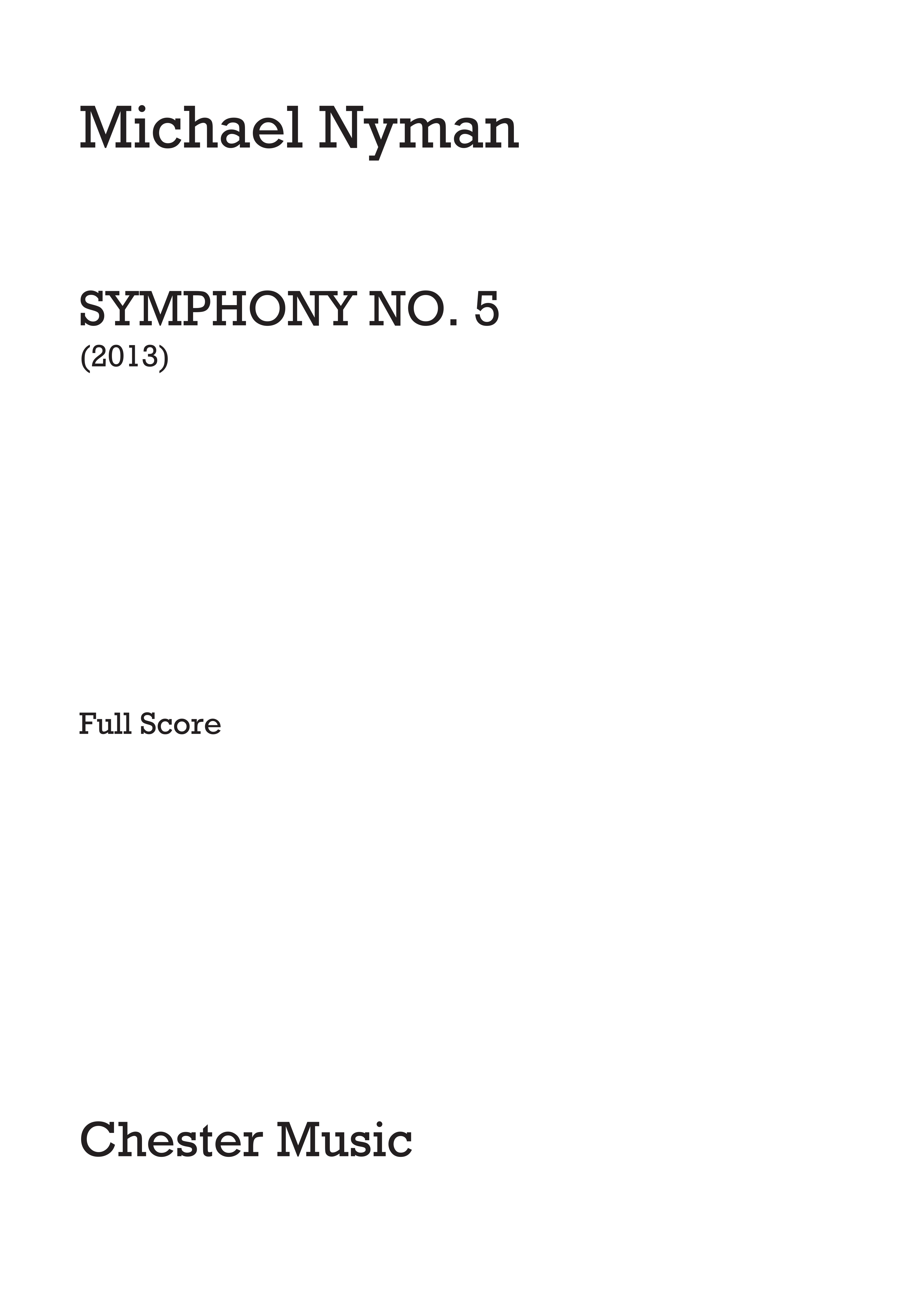 Michael Nyman: Symphony No. 5: Orchestra: Score
