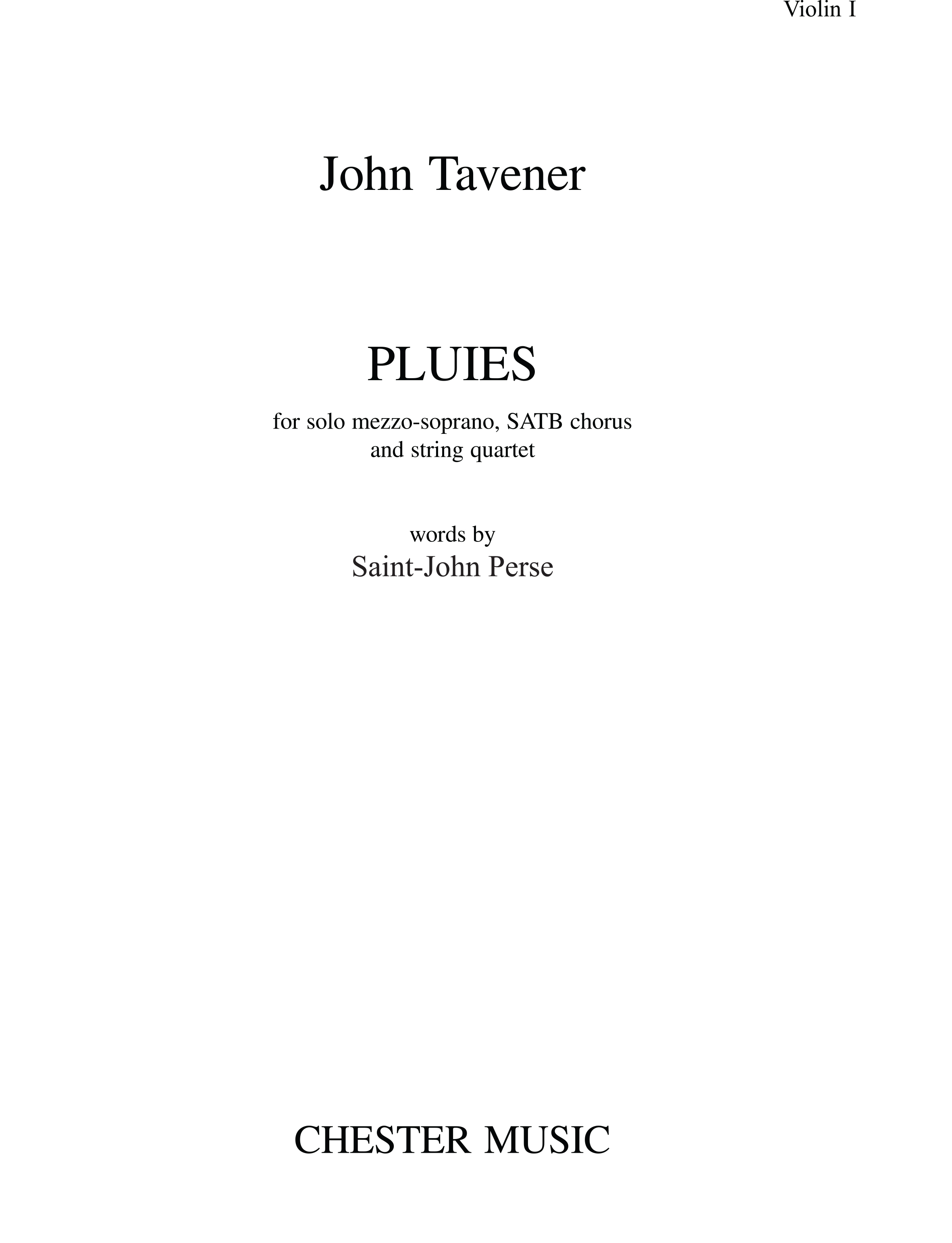 John Tavener: Pluies: String Quartet: Parts