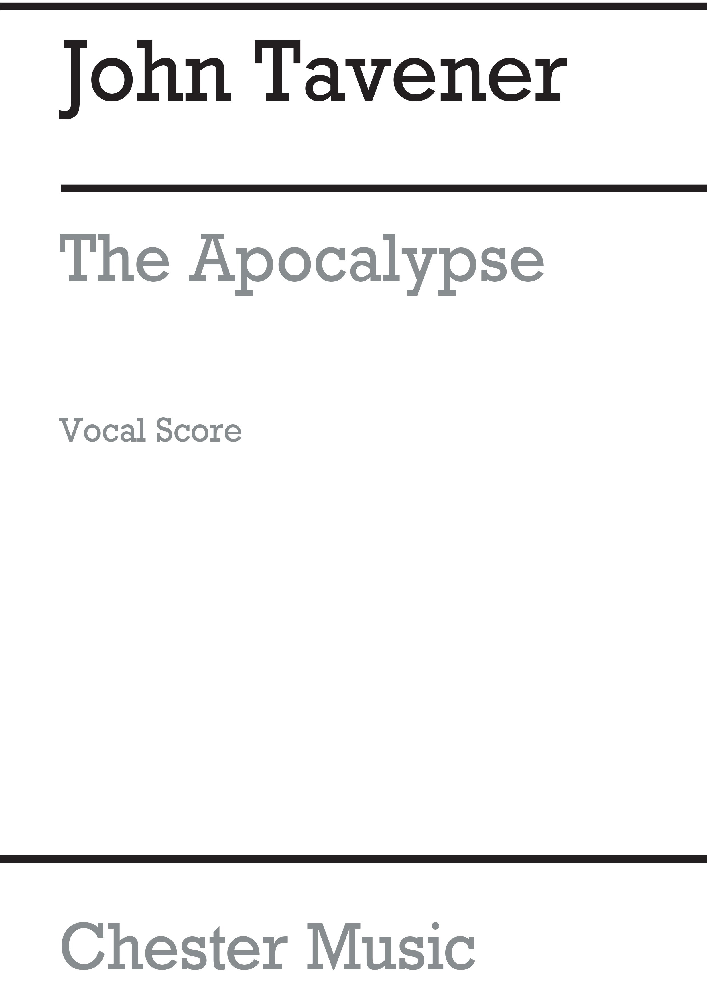 John Tavener: The Apocalypse: SATB: Vocal Score