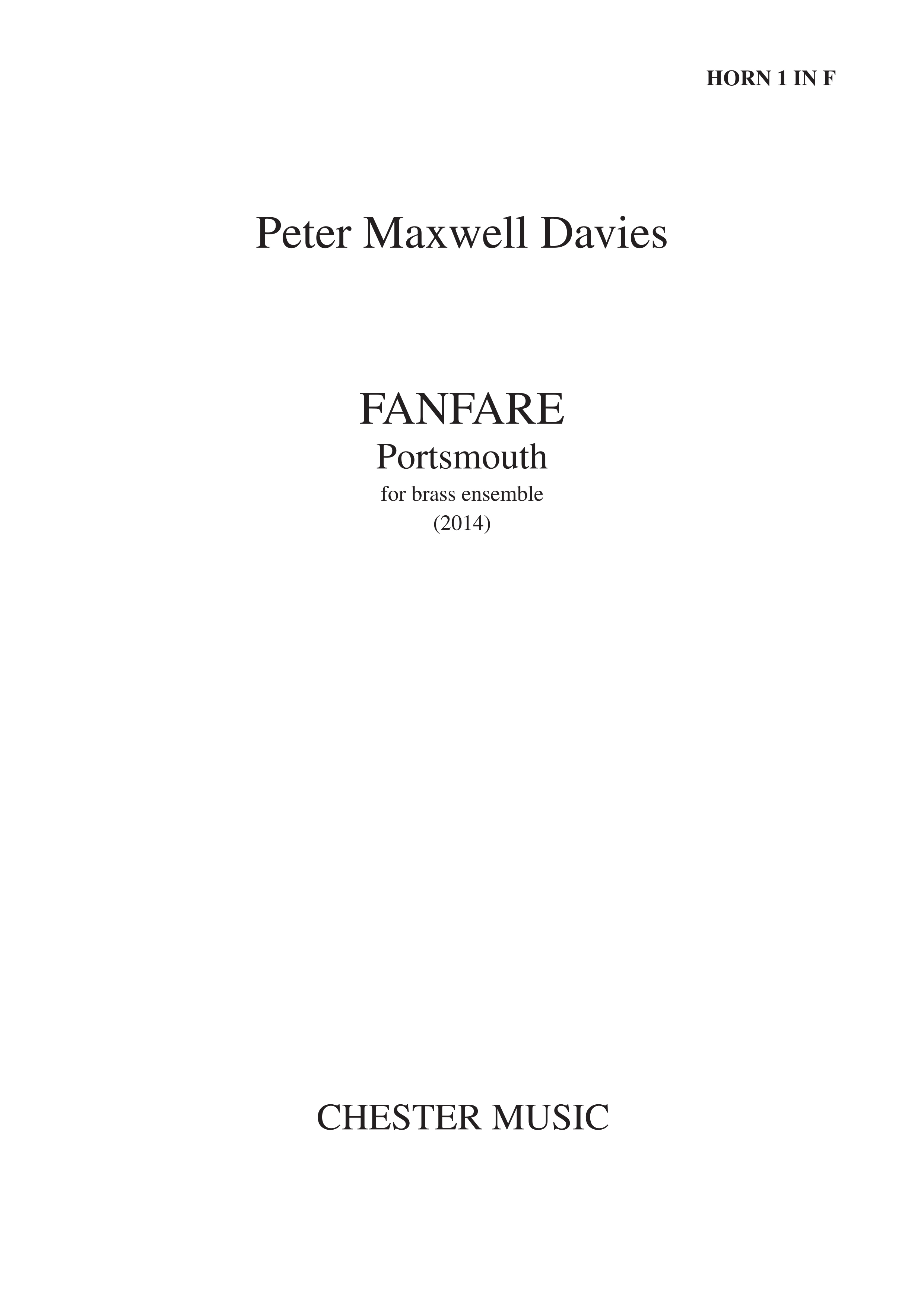 Peter Maxwell Davies: Fanfare Portsmouth: Brass Ensemble: Parts