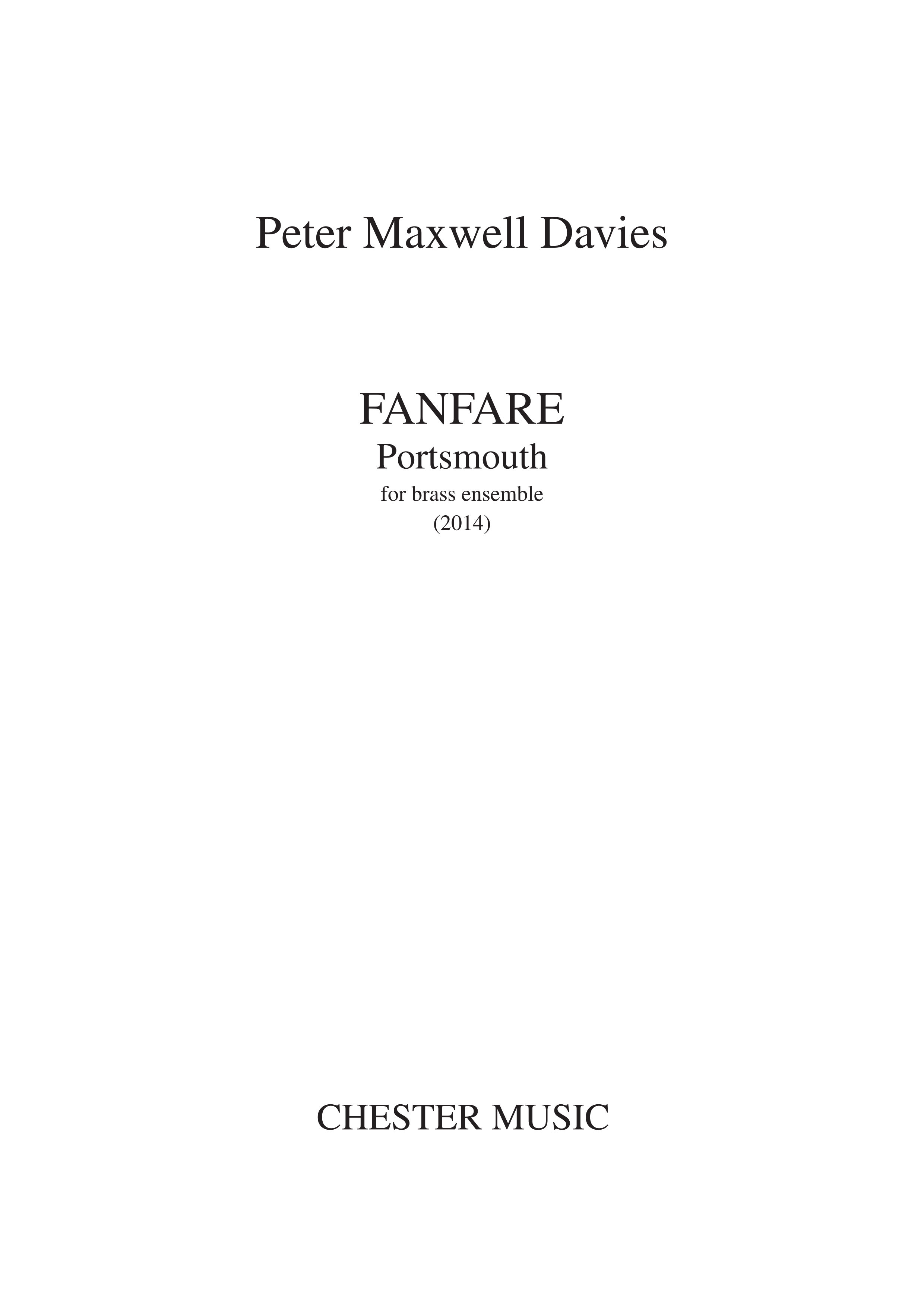 Peter Maxwell Davies: Fanfare Portsmouth: Brass Ensemble: Score
