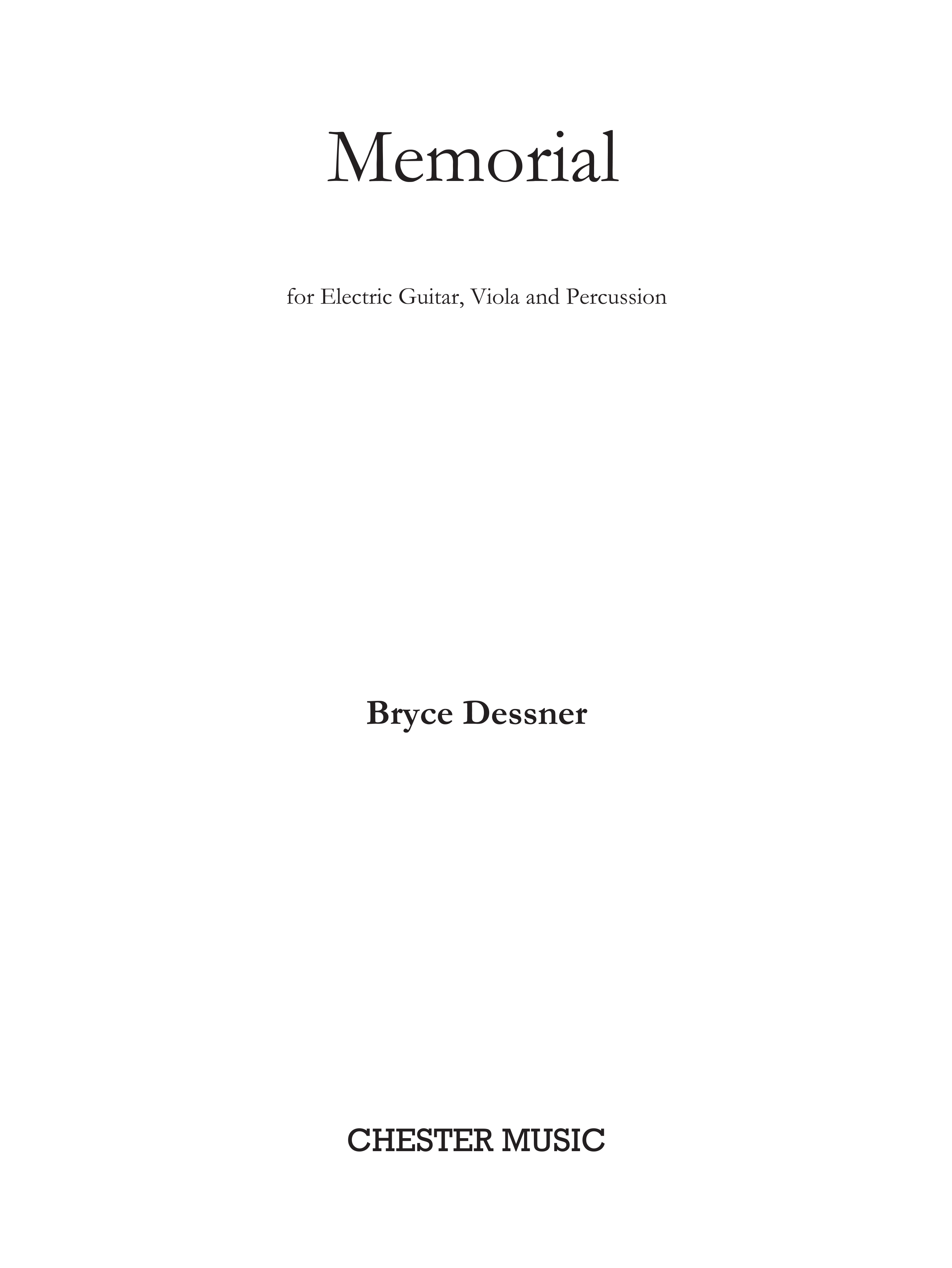 Bryce Dessner: Memorial: Chamber Ensemble: Score and Parts