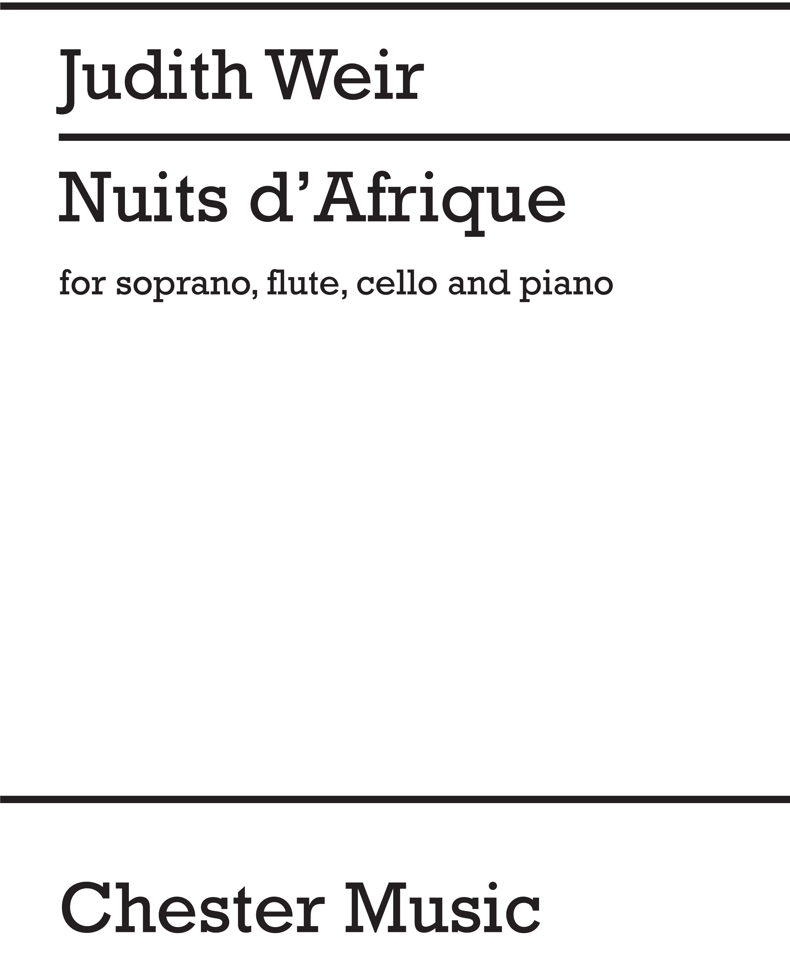 Judith Weir: Nuits d'Afrique: Soprano: Score and Parts