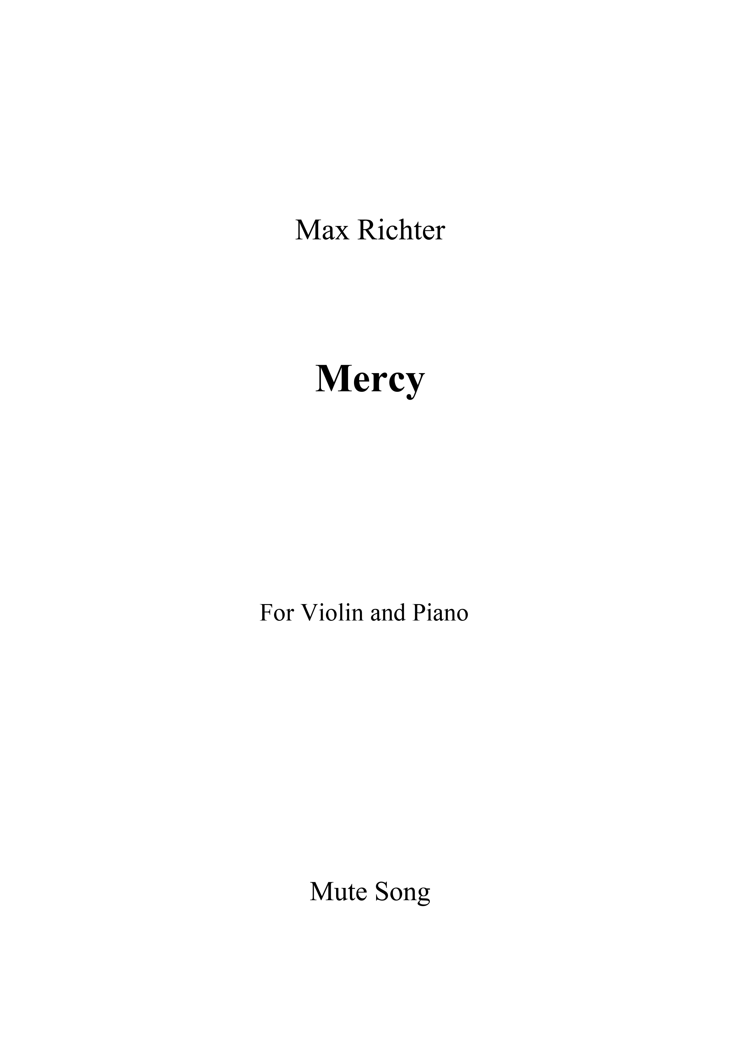 Max Richter: Mercy: Violin: Instrumental Work
