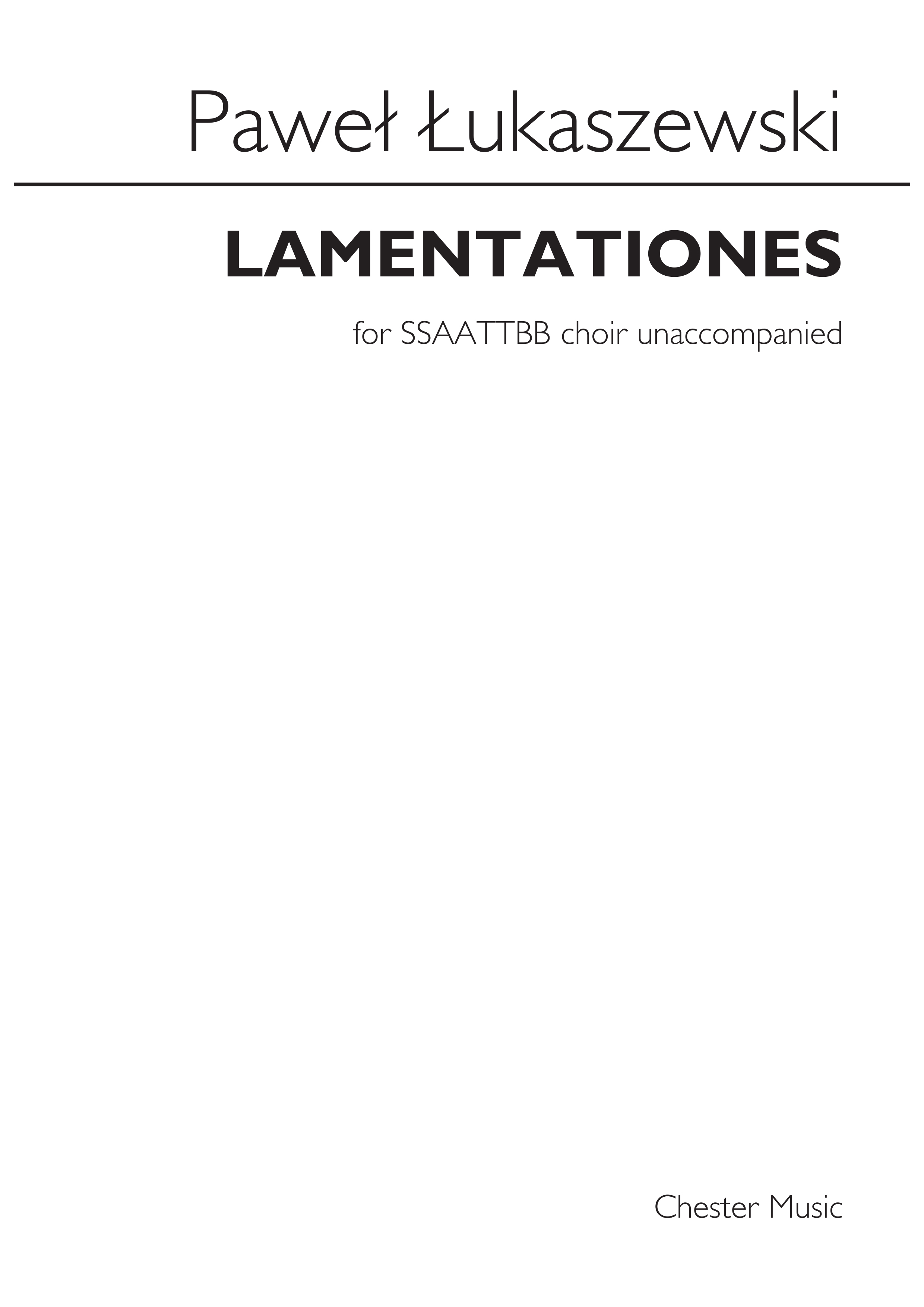 Pawel Lukaszewski: Lamentationes: SATB: Vocal Score
