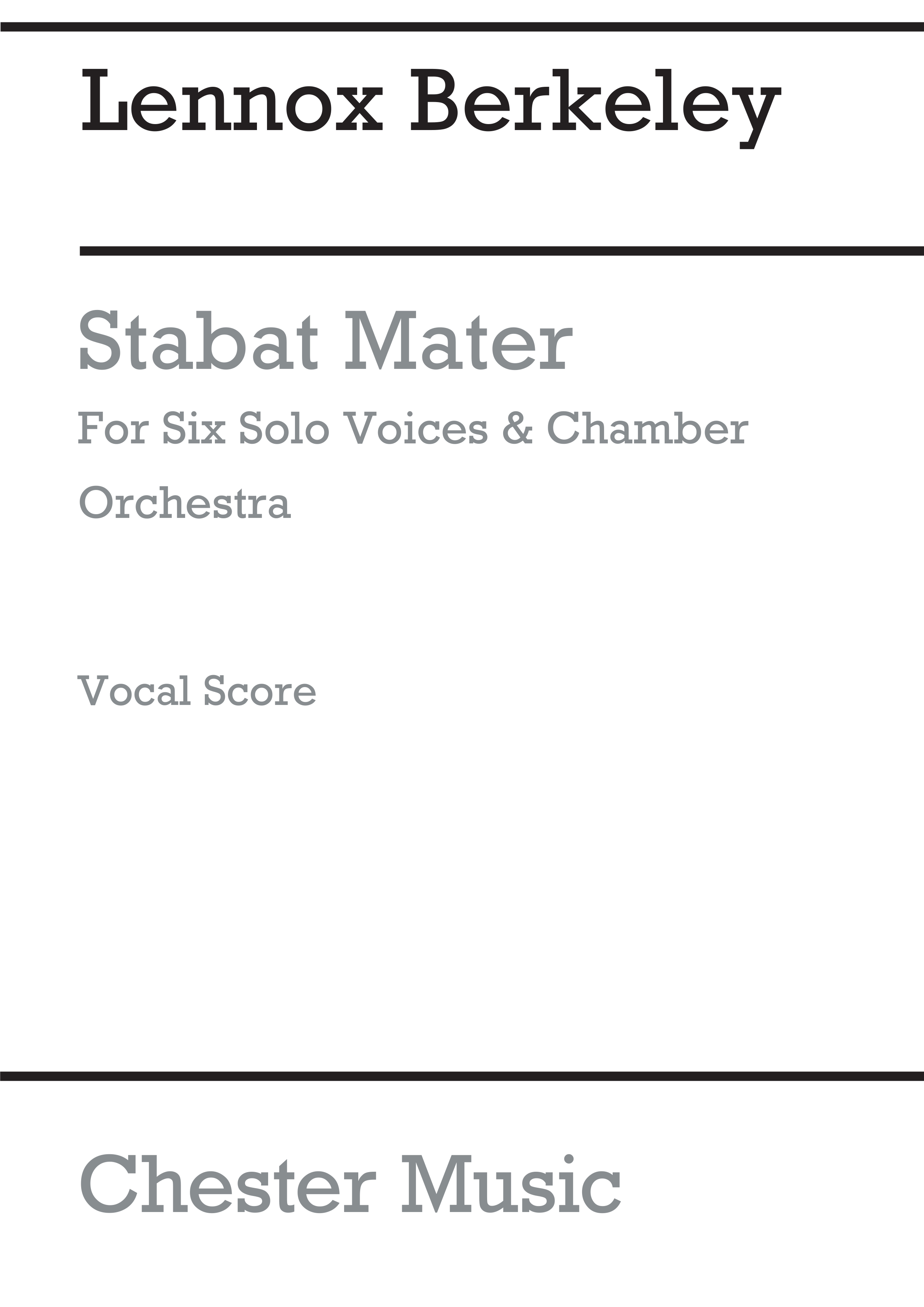 Lennox Berkeley: Stabat Mater: SATB: Vocal Score