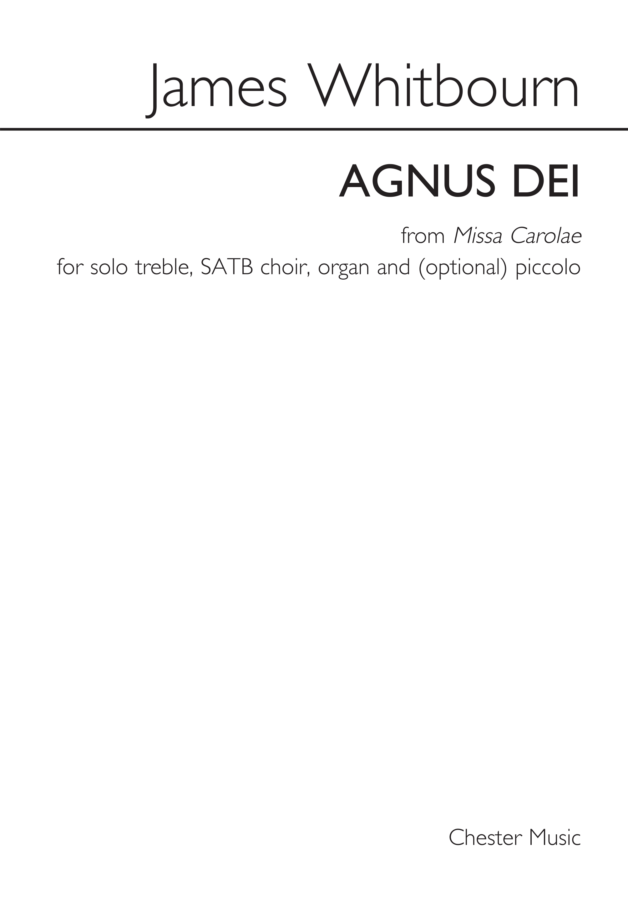 James Whitbourn: Agnus Dei From Missa Carolae: SATB: Vocal Score