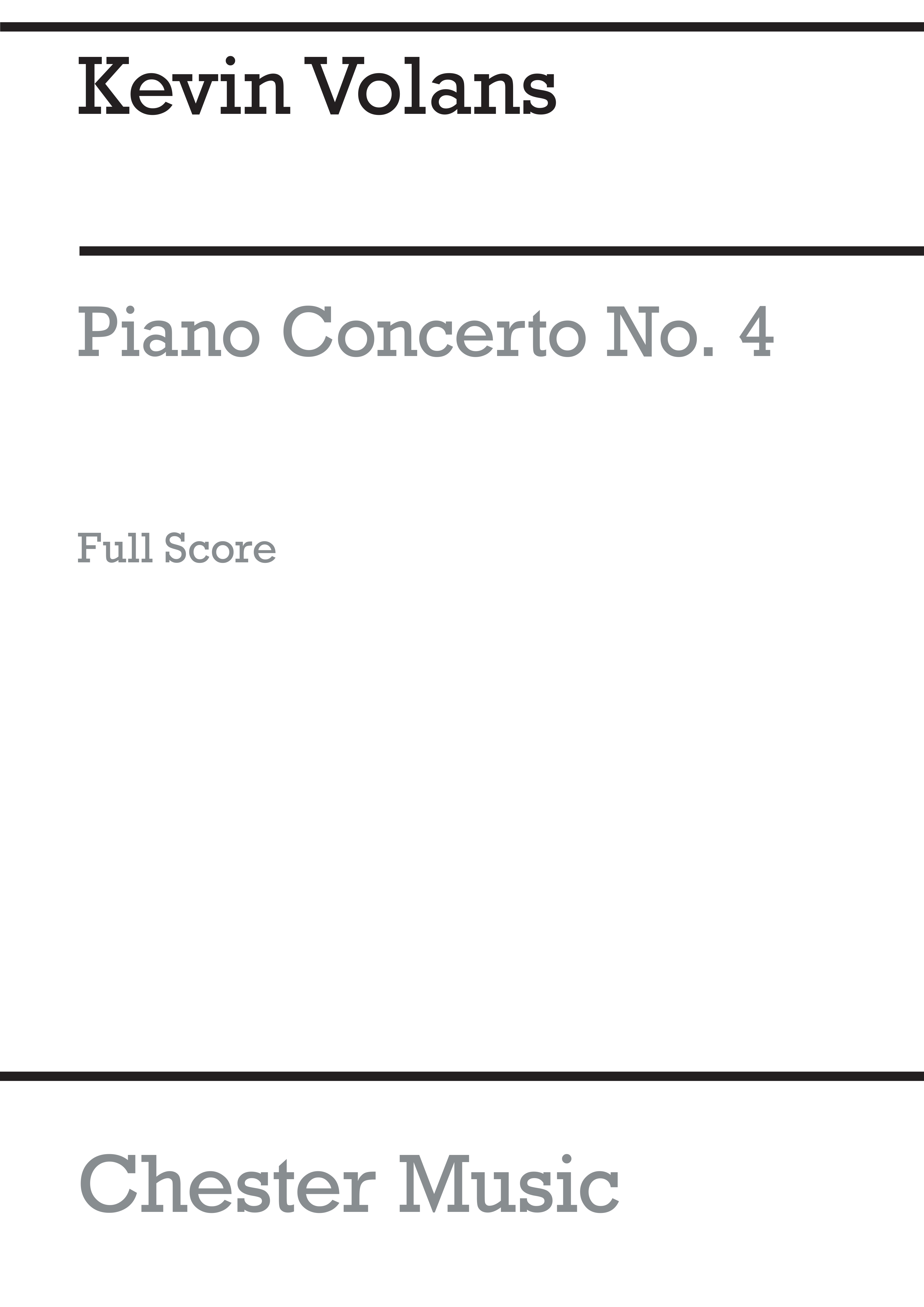 Kevin Volans: Piano Concerto No.4: Orchestra: Score
