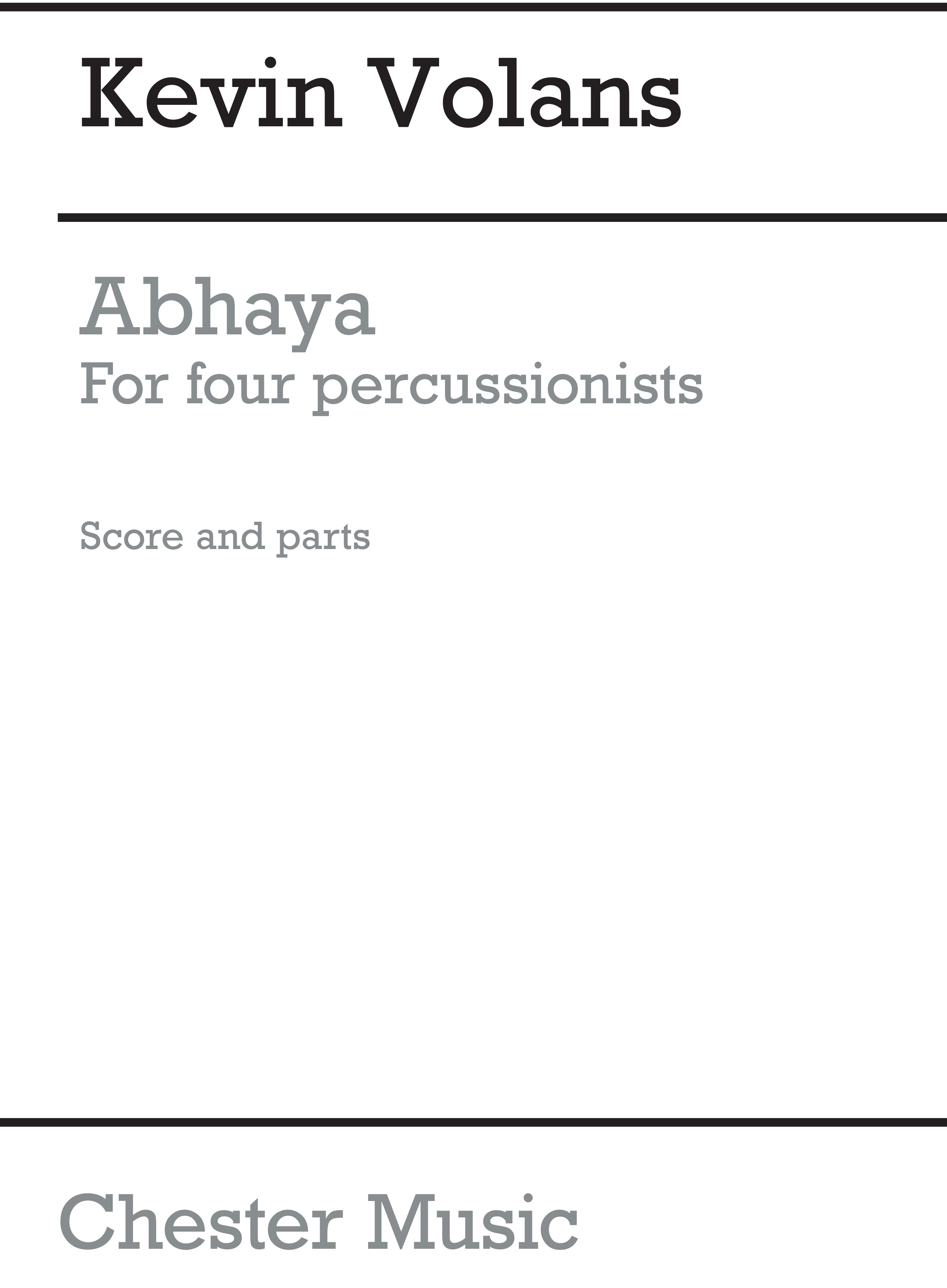 Kevin Volans: Abhaya: Percussion: Score and Parts