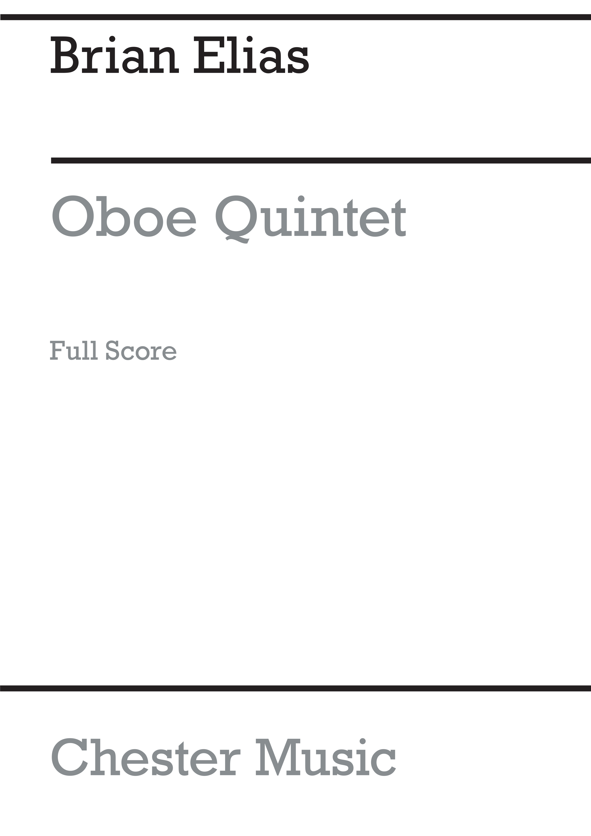 Elias Brian: Oboe Quintet: Oboe: Score