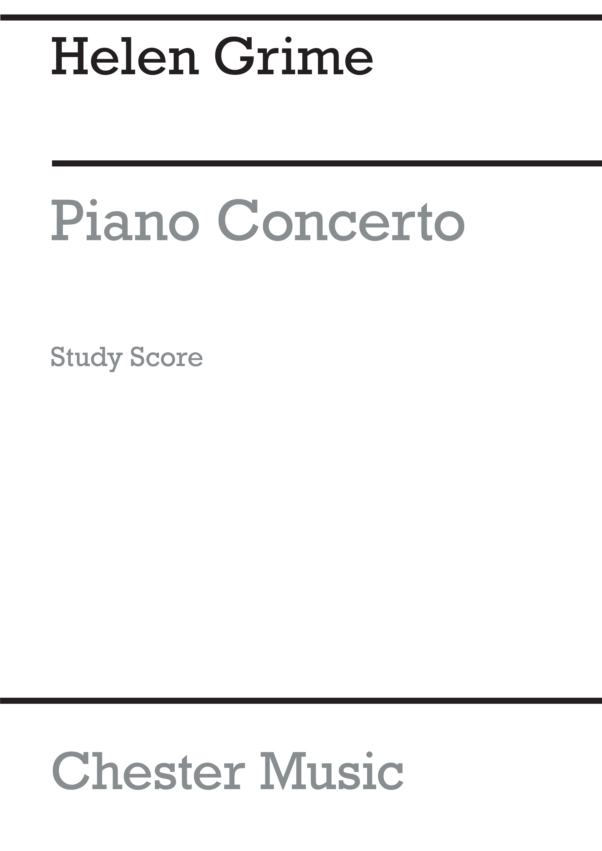 Helen Grime: Piano Concerto: Piano and Accomp.: Study Score