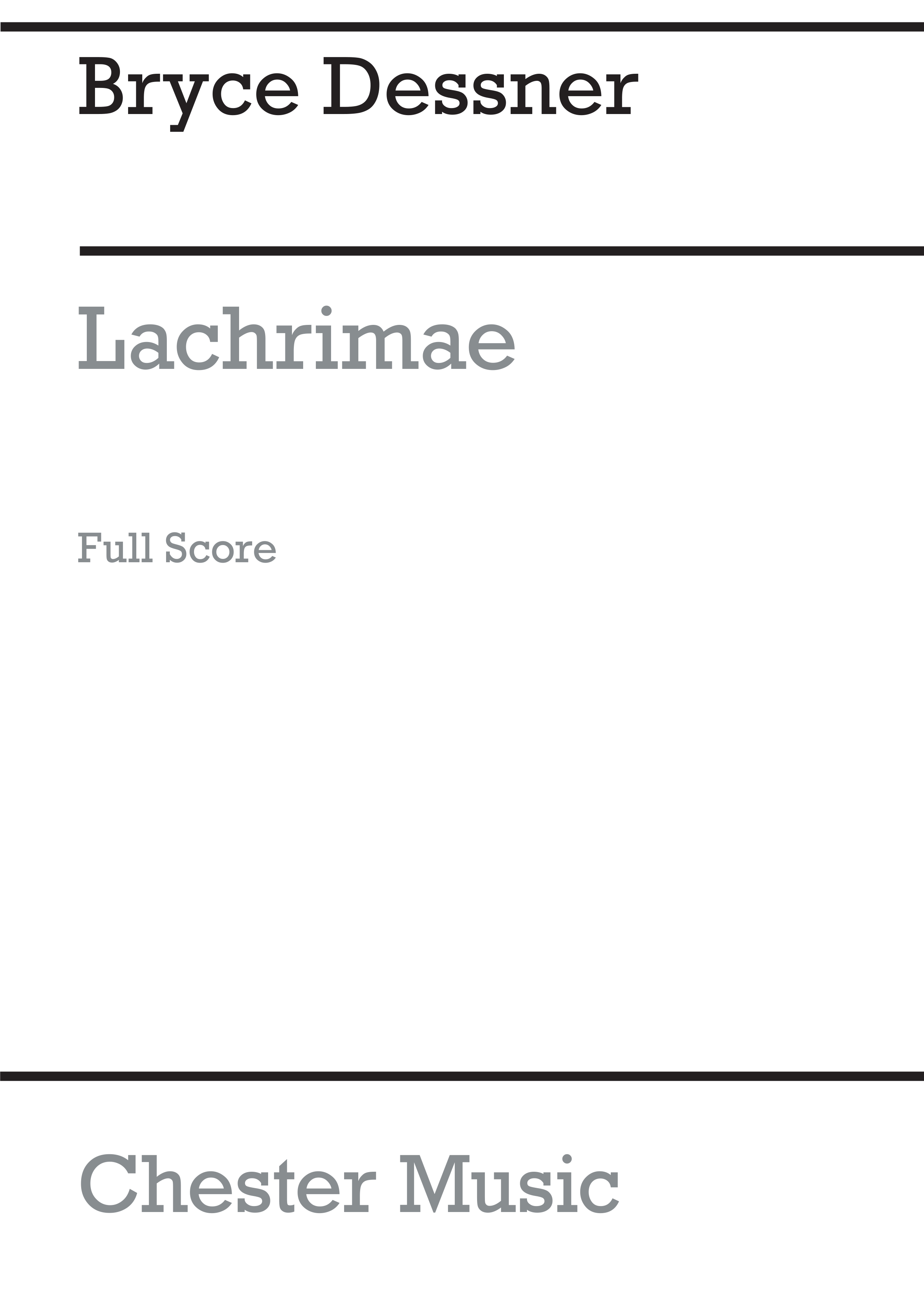 Bryce Dessner: Lachrimae: String Orchestra: Score