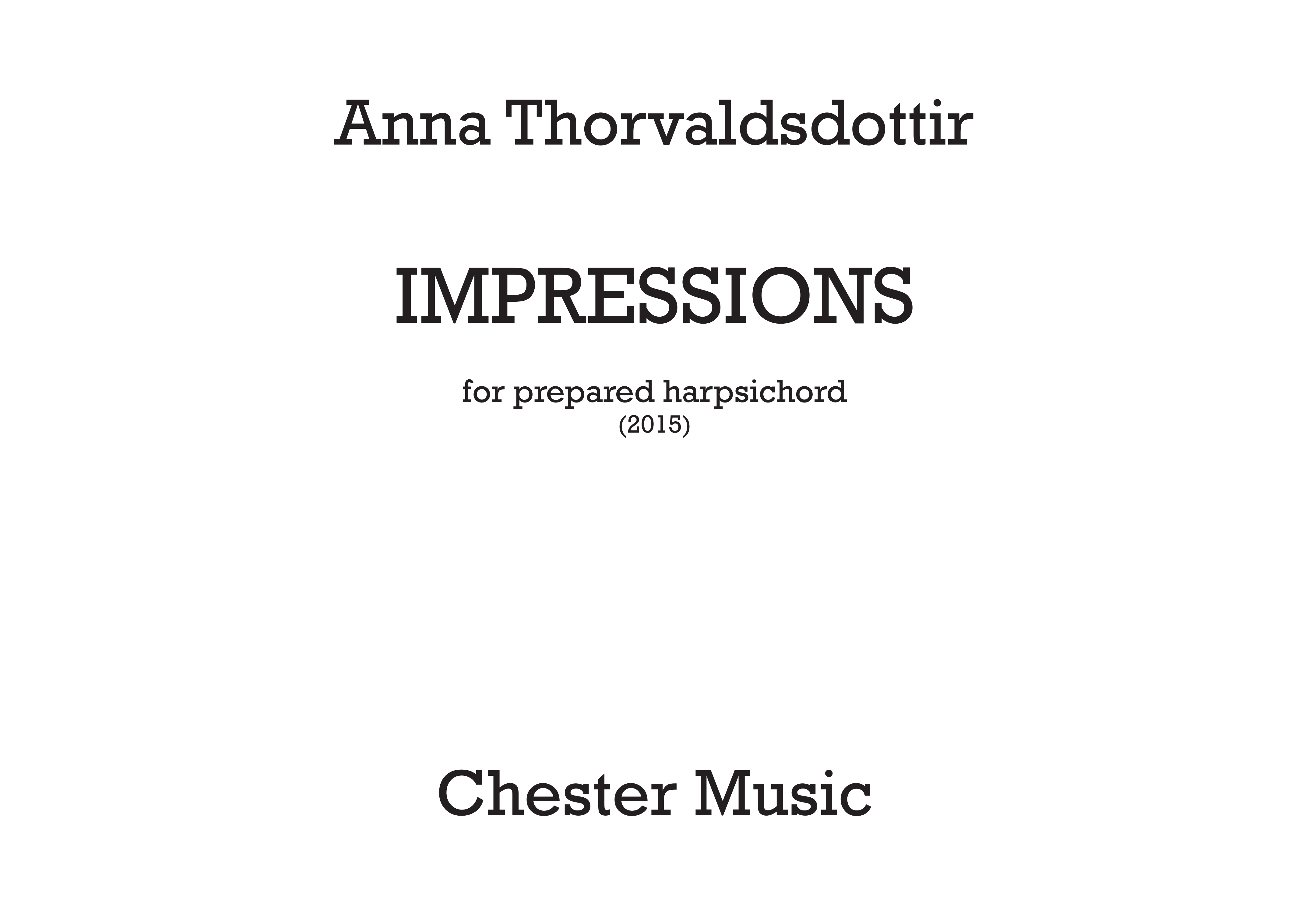 Anna Thorvaldsdottir: Impressions: Harpsichord: Score